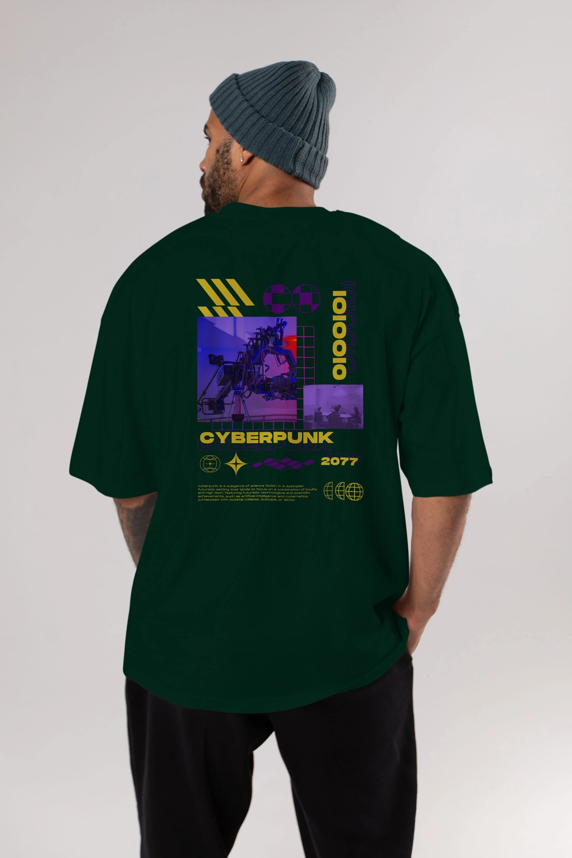 Cyberpunk Yazılı Arka Baskılı Oversize t-shirt Erkek Kadın Unisex
