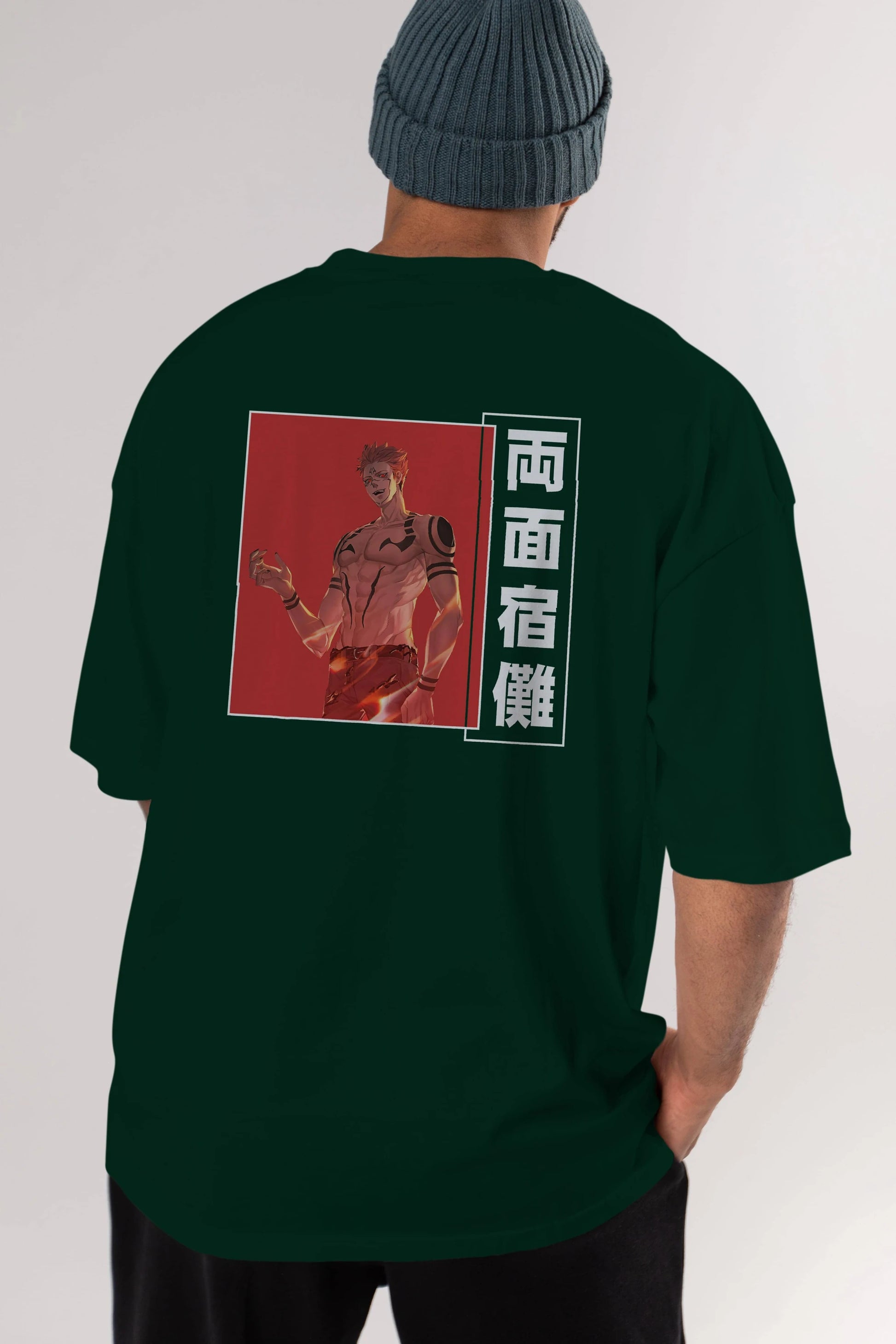 Sukuna Ryoumen 3 Anime Arka Baskılı Oversize t-shirt Erkek Kadın Unisex