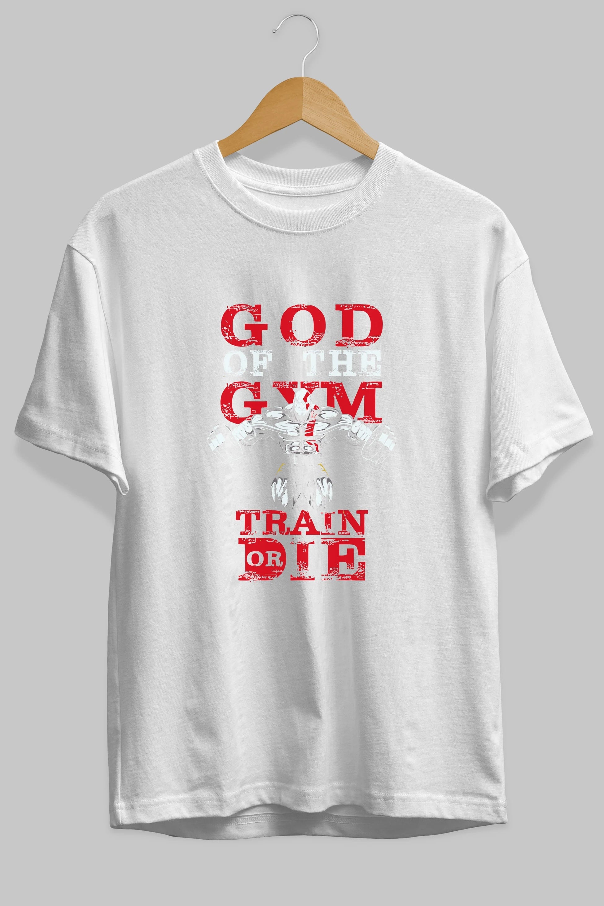 God of The GYM Ön Baskılı Oversize t-shirt Erkek Kadın Unisex %100 Pamuk Bisiklet Yaka tişort