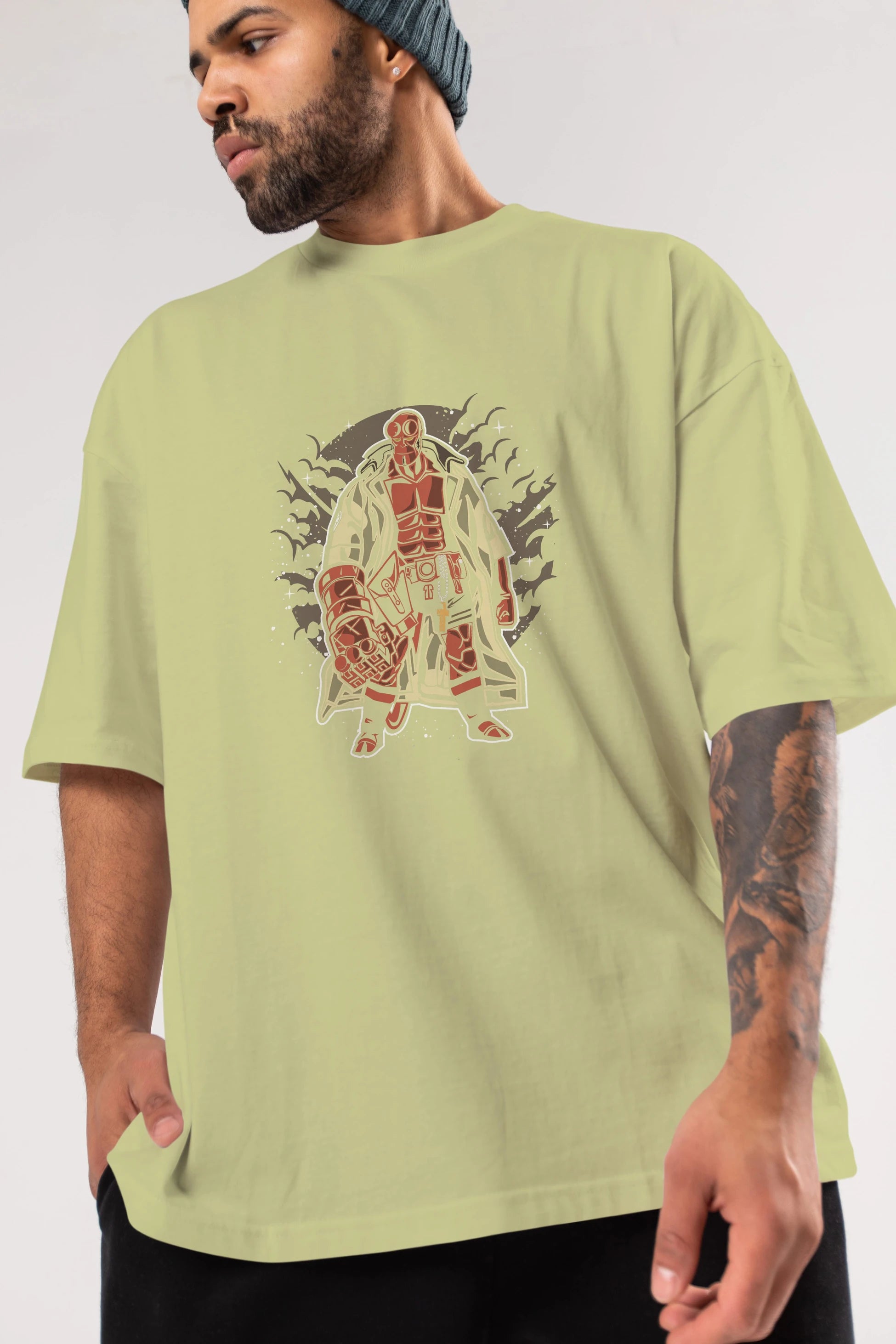 Hellboy Ön Baskılı Oversize t-shirt Erkek Kadın Unisex %100 Pamuk tişort