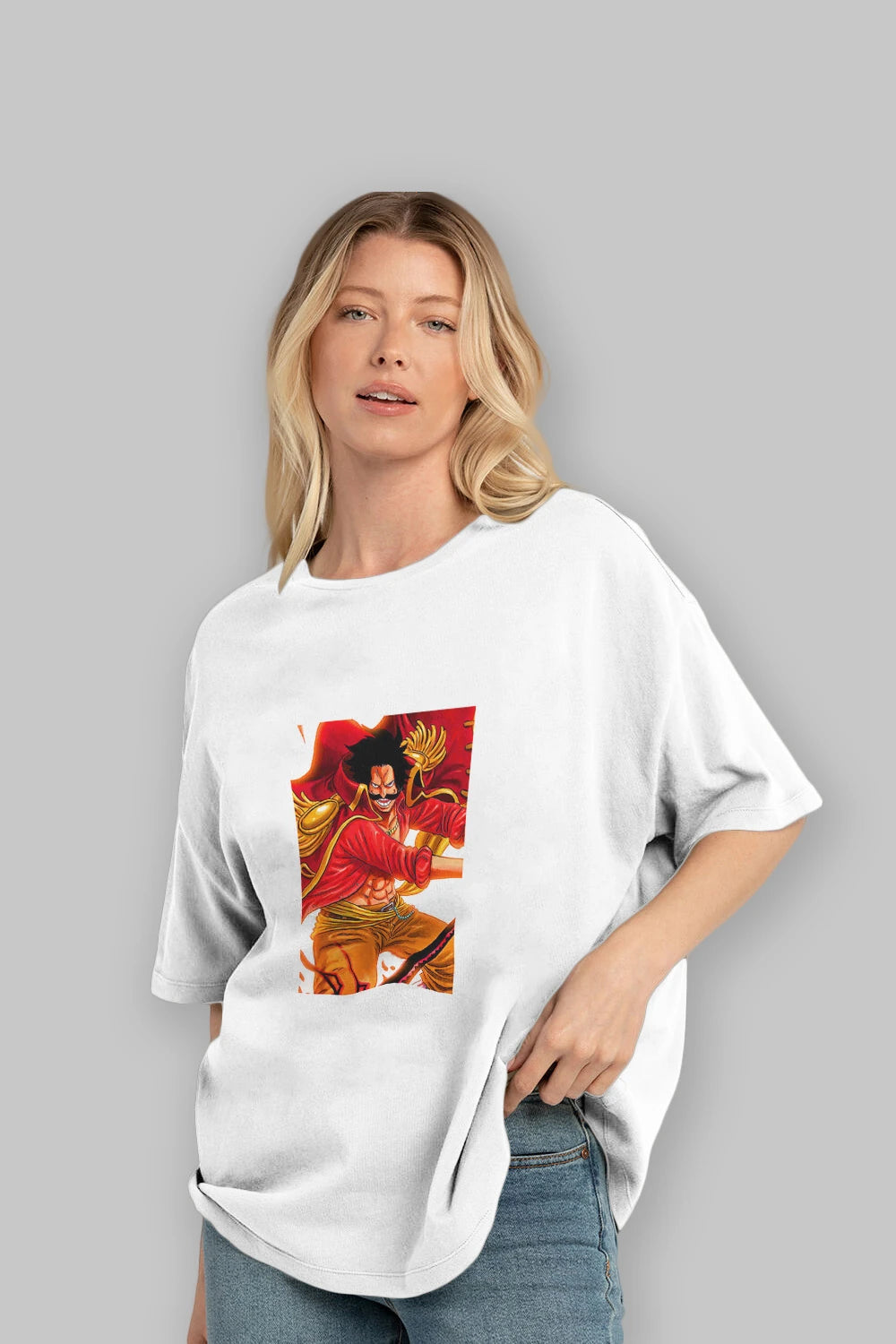 Gol D. Roger Anime Ön Baskılı Oversize t-shirt Erkek Kadın Unisex