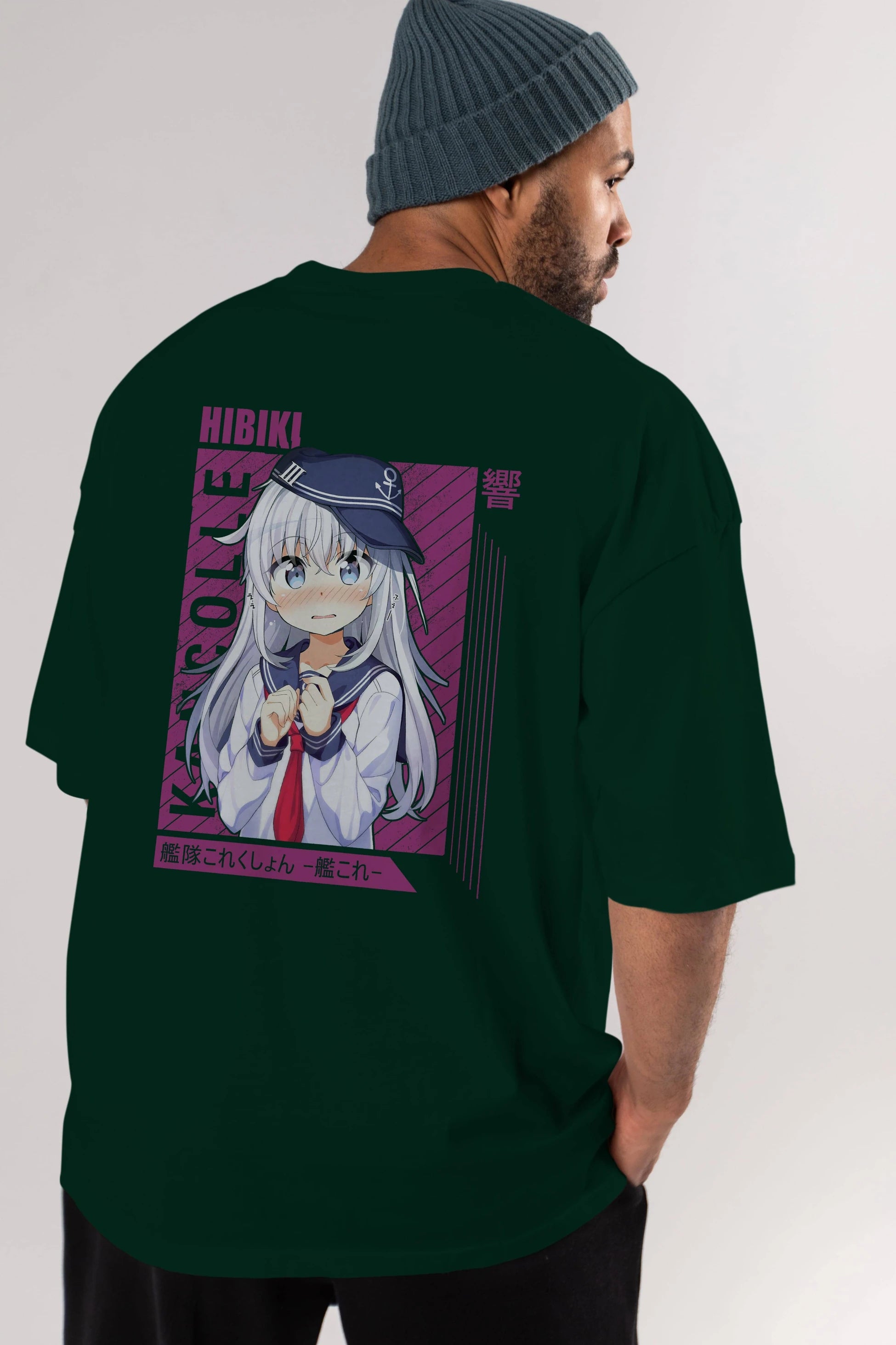 Hibiki 4 Anime Arka Baskılı Oversize t-shirt Erkek Kadın Unisex
