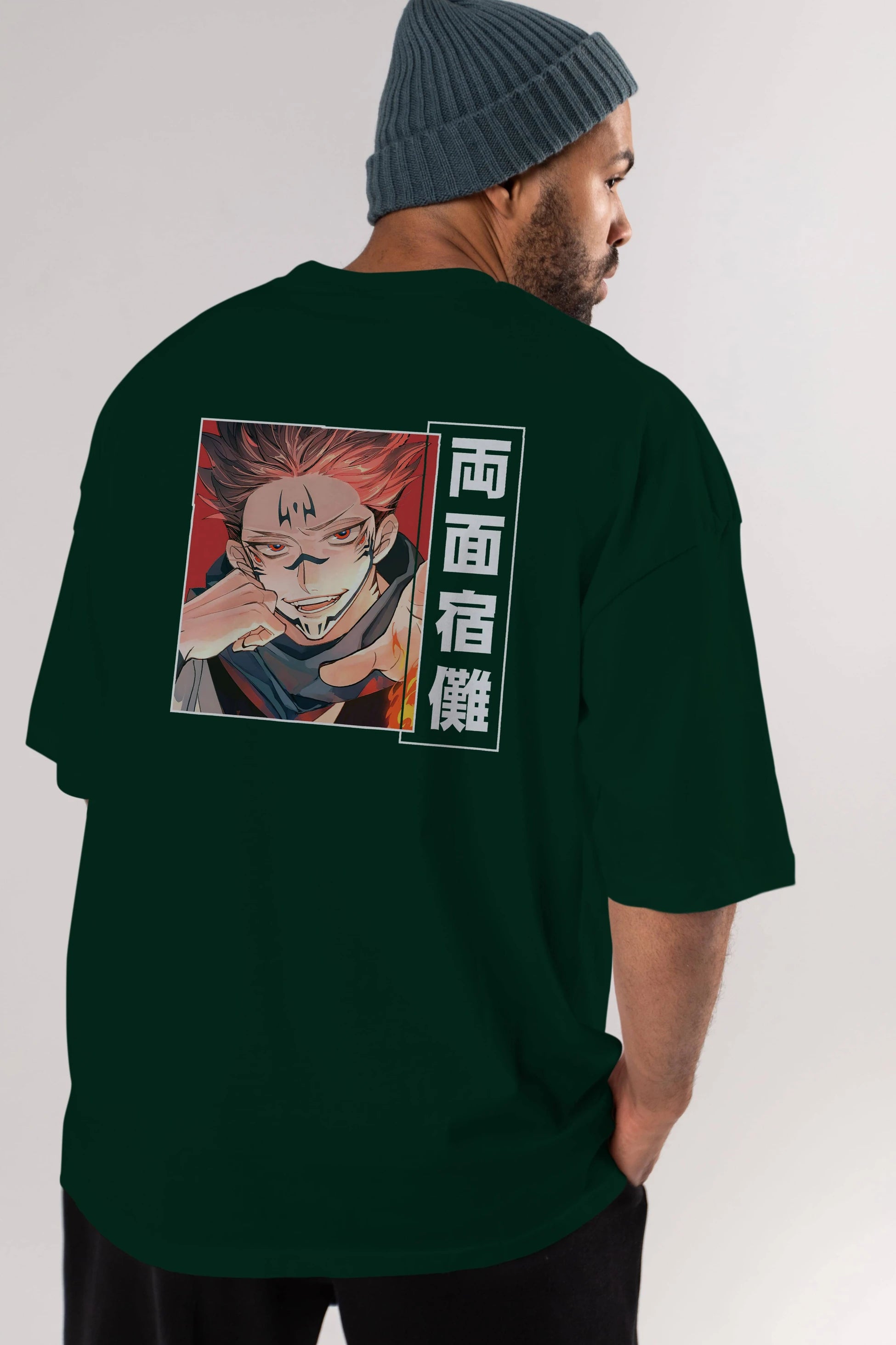 Sukuna Ryoumen 4 Anime Arka Baskılı Oversize t-shirt Erkek Kadın Unisex