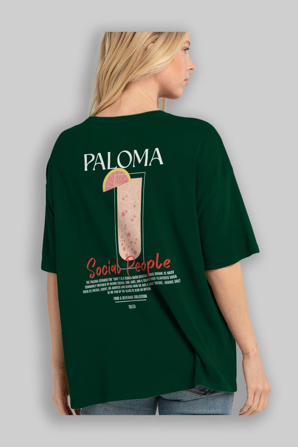 Paloma Kokteyl Serisi Baskılı Oversize t-shirt Erkek Kadın Unisex %100 Pamuk Bisiklet Yaka tişort