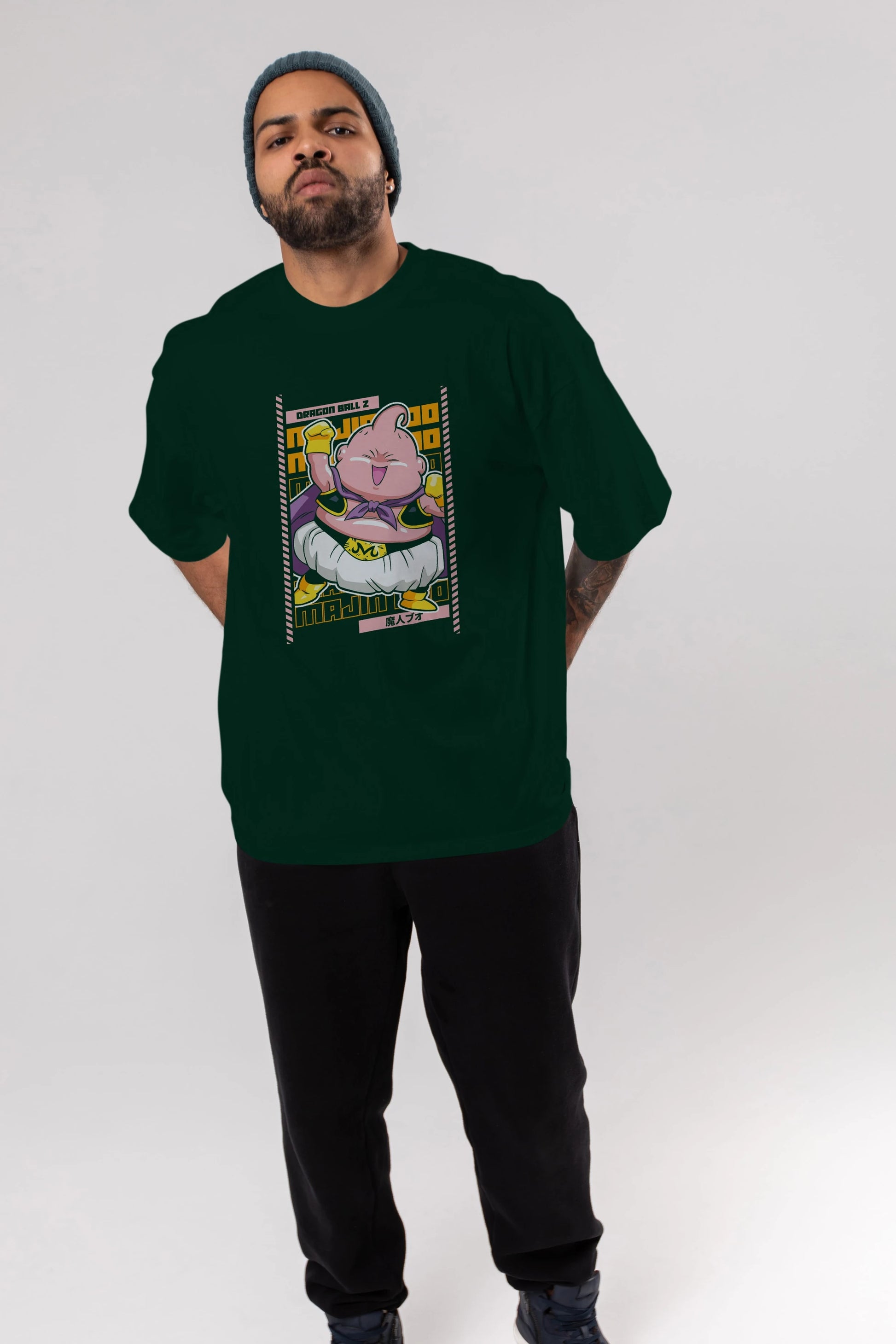 MAJIN BOO1 Anime Ön Baskılı Oversize t-shirt %100 pamuk Erkek Kadın Unisex