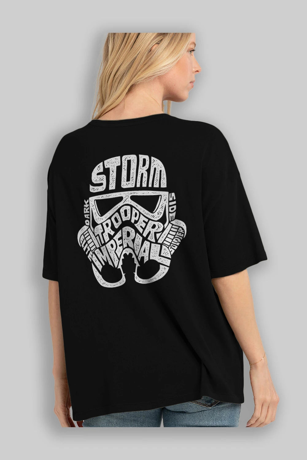 Storm Trooper Arka Baskılı Oversize t-shirt %100 pamuk Erkek Kadın Unisex