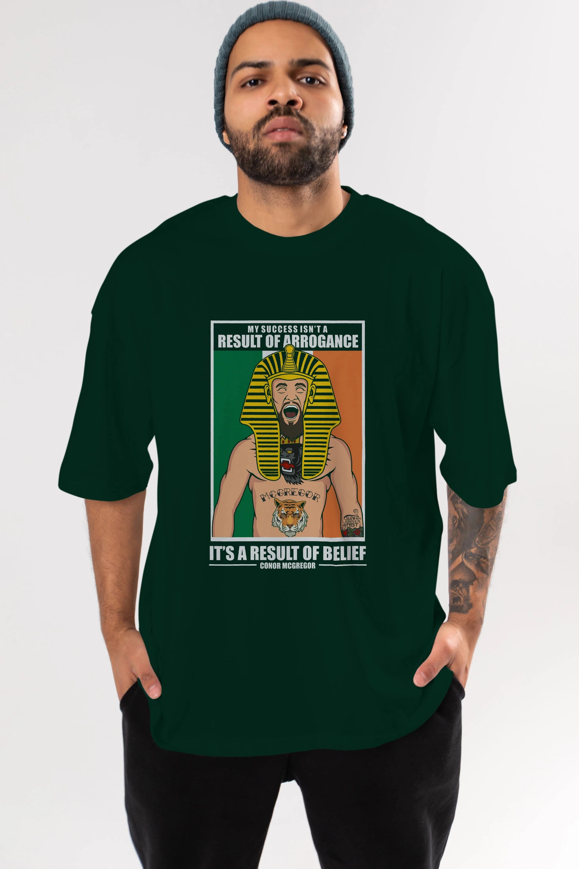 McGregor Pharaoh Ön Baskılı Oversize t-shirt Erkek Kadın Unisex %100 Pamuk tişort