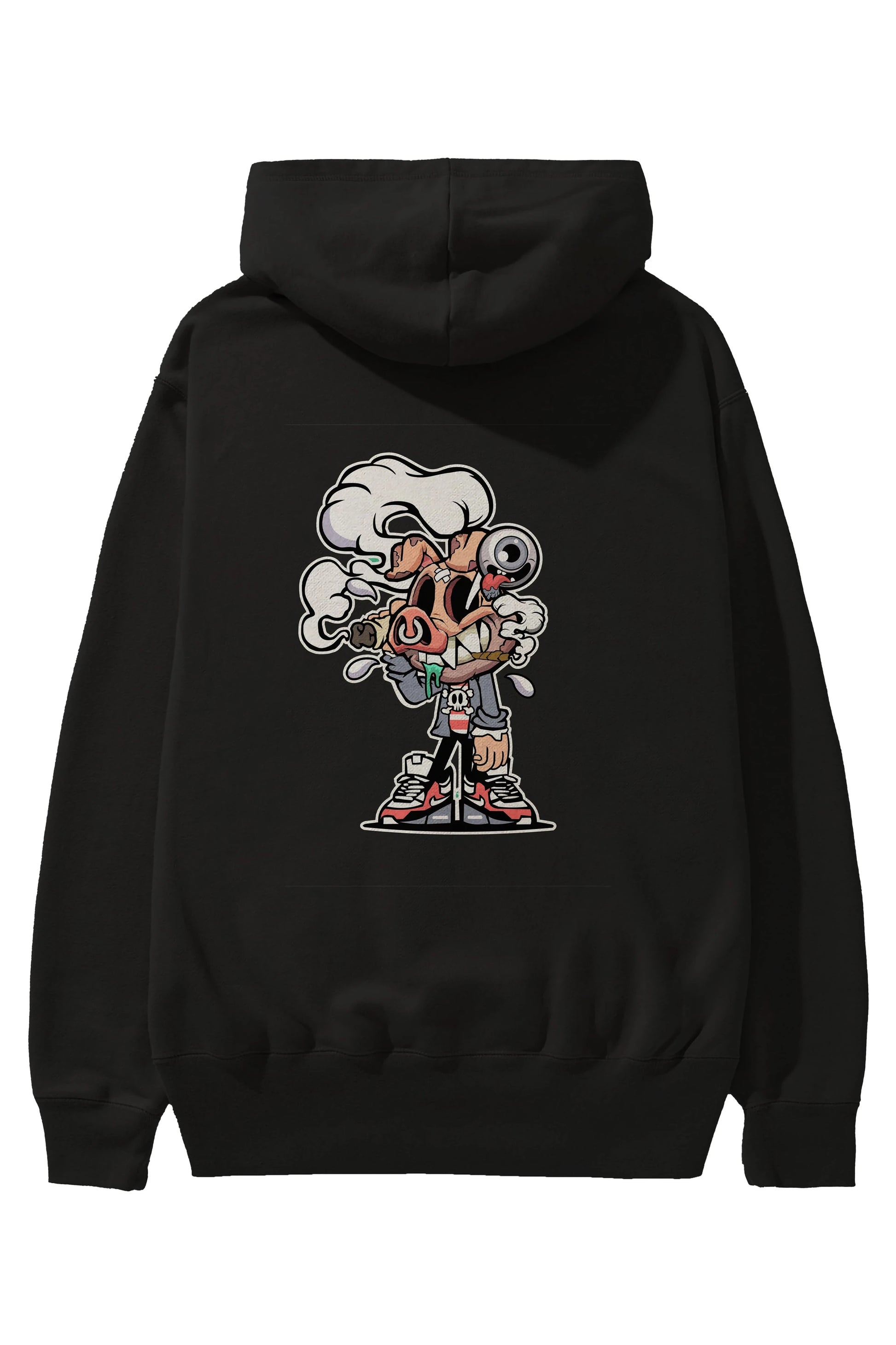 Pig Smoker Arka Baskılı Hoodie Oversize Kapüşonlu Sweatshirt Erkek Kadın Unisex