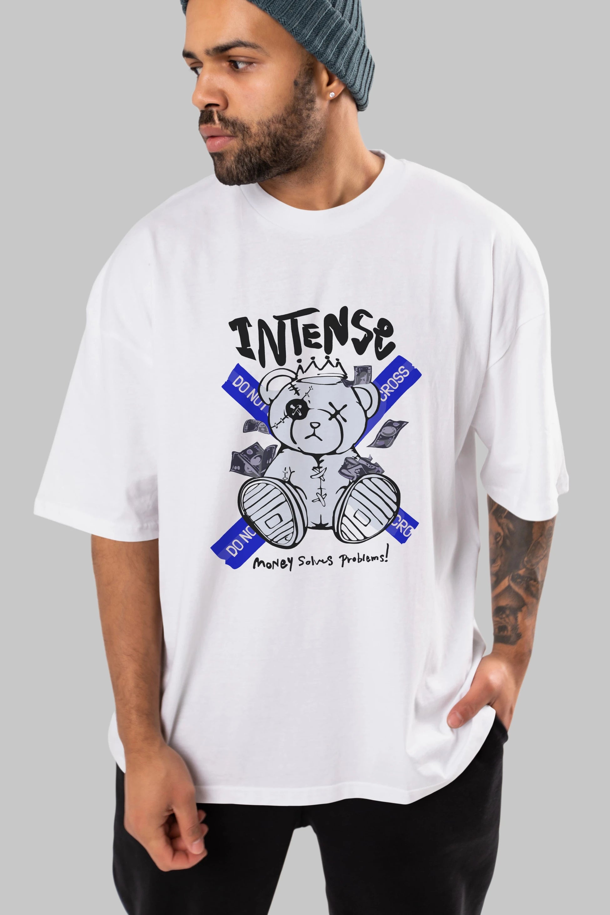 Teddy Bear intense Ön Baskılı Oversize t-shirt Erkek Kadın Unisex