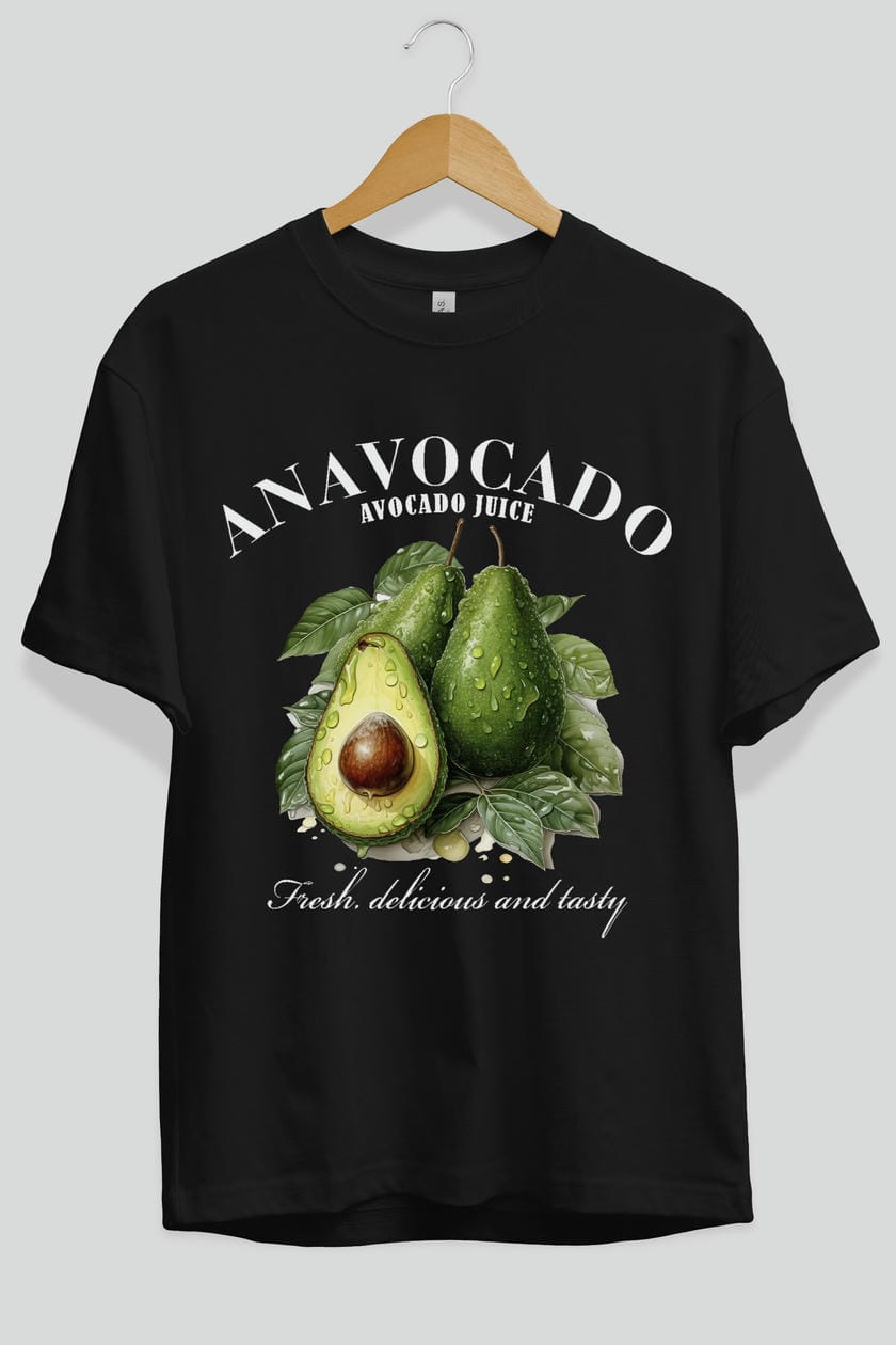 Avocado Avokado Ön Baskılı Oversize t-shirt Erkek Kadın Pamuk Bisiklet Yaka tişort