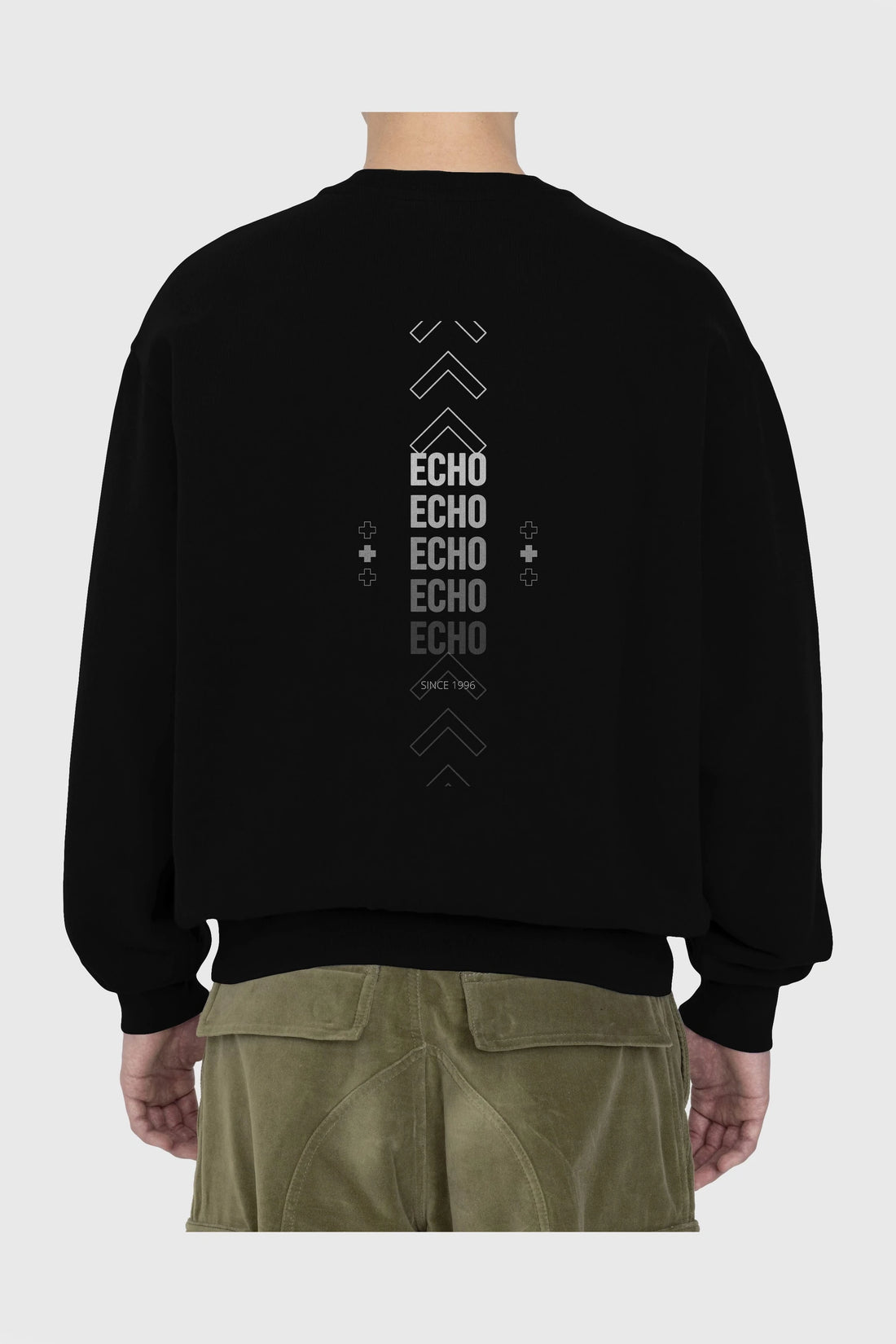 Echo Yazılı Arka Baskılı Oversize Sweatshirt Erkek Kadın Unisex