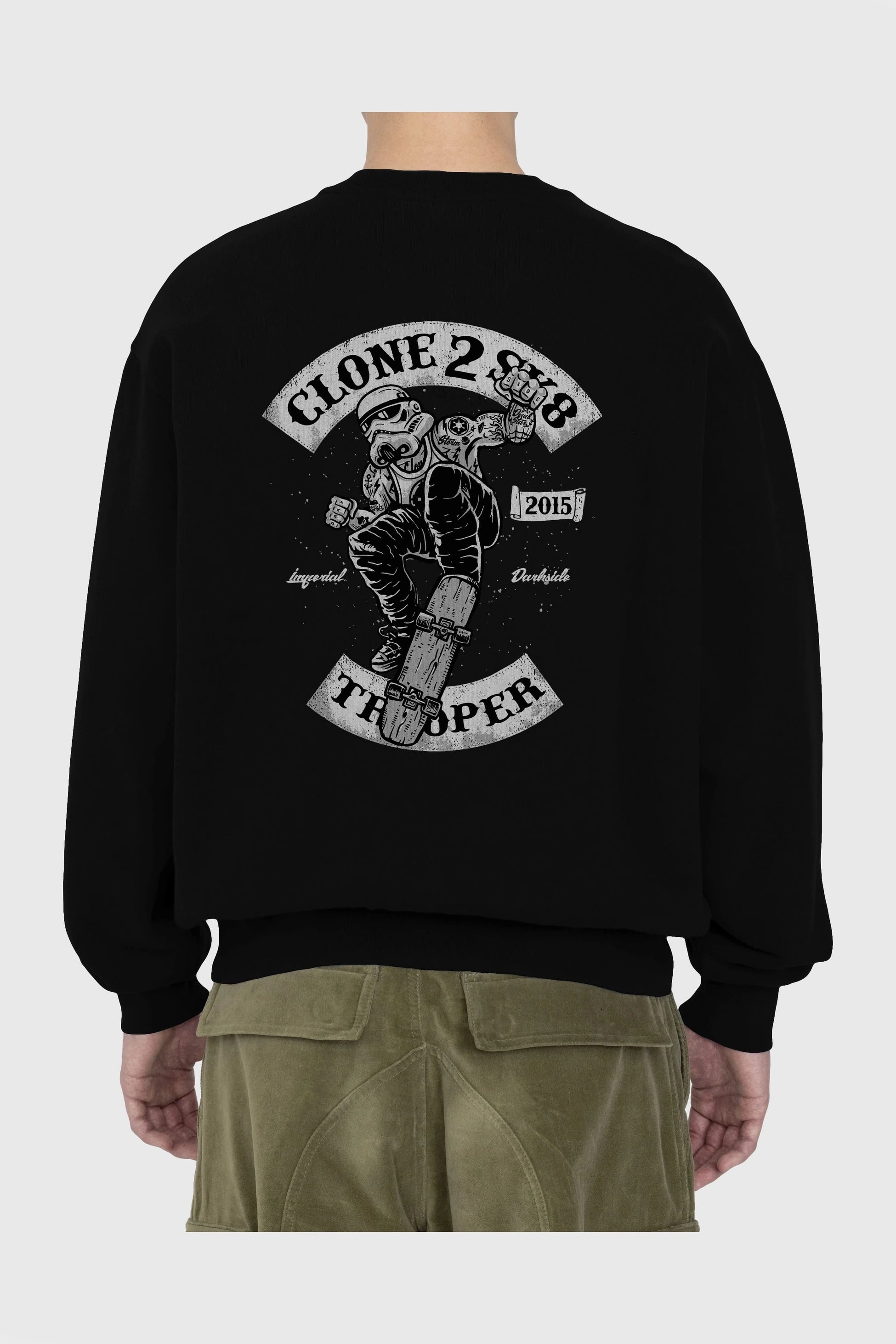 Clone 2 Sk8 Arka Baskılı Oversize Sweatshirt Erkek Kadın Unisex