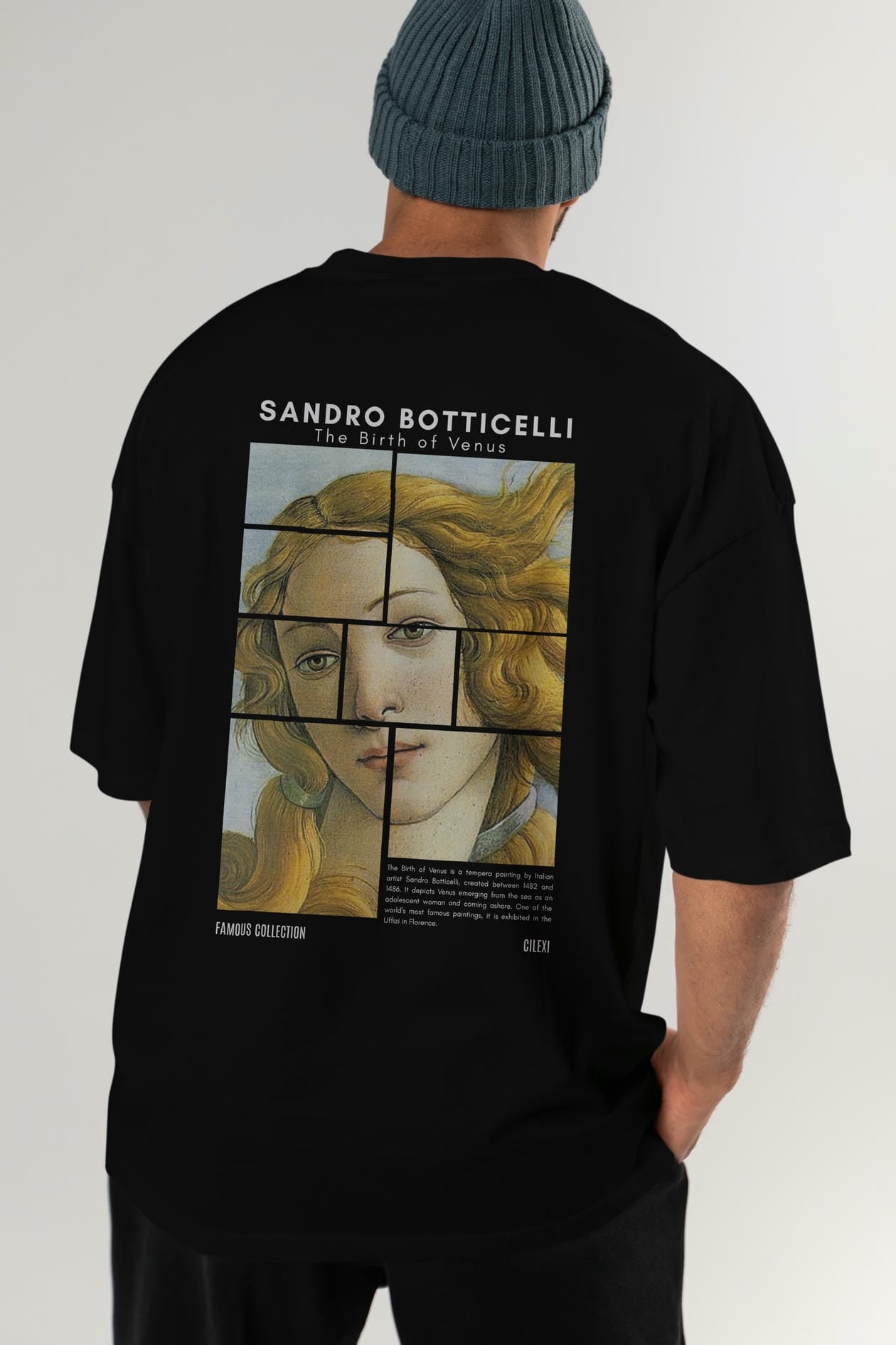 Sandro Botticelli Arka Baskılı Oversize t-shirt Erkek Kadın Bisiklet Yaka Pamuk tişort