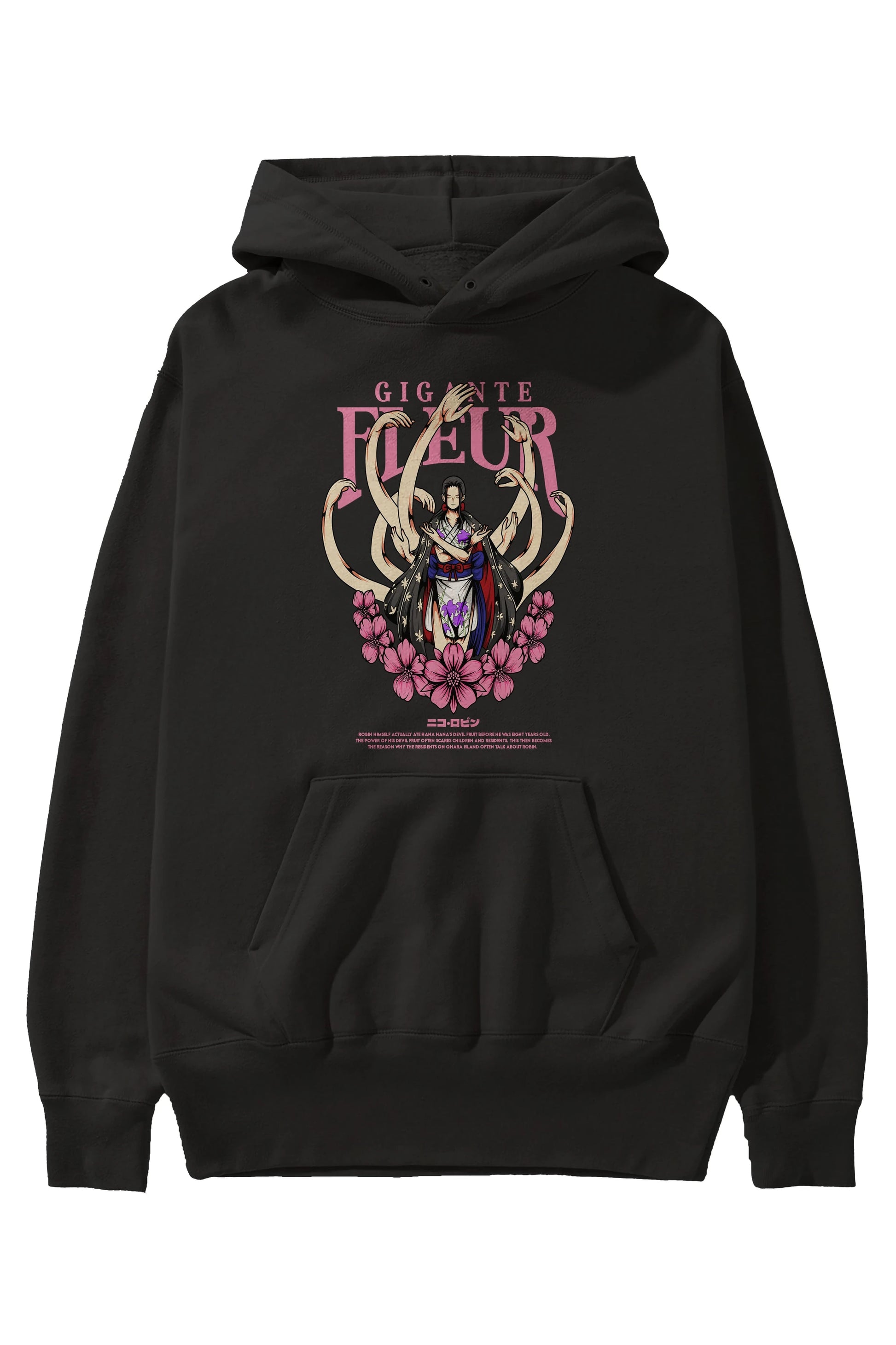 Gigante Fleur Anime Ön Baskılı Hoodie Oversize Kapüşonlu Sweatshirt Erkek Kadın Unisex