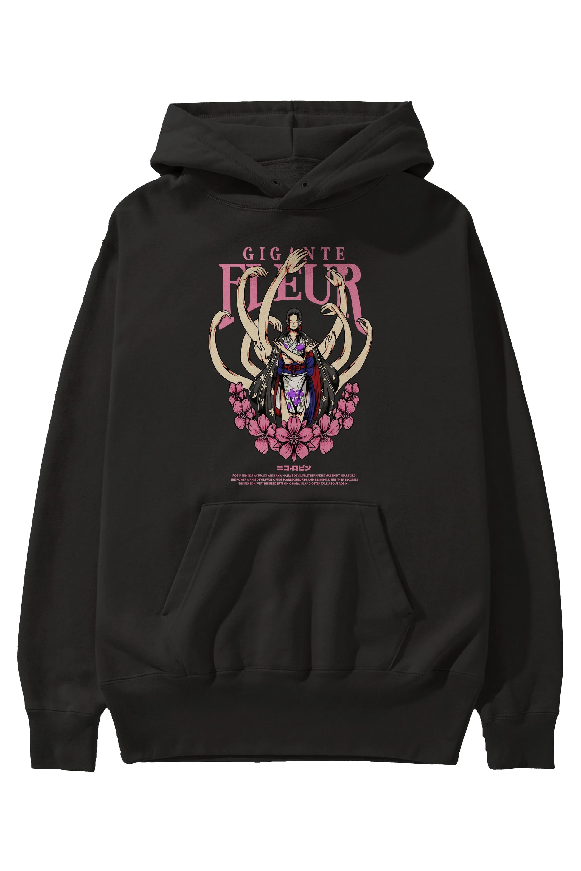 Gigante Fleur Anime Ön Baskılı Hoodie Oversize Kapüşonlu Sweatshirt Erkek Kadın Unisex