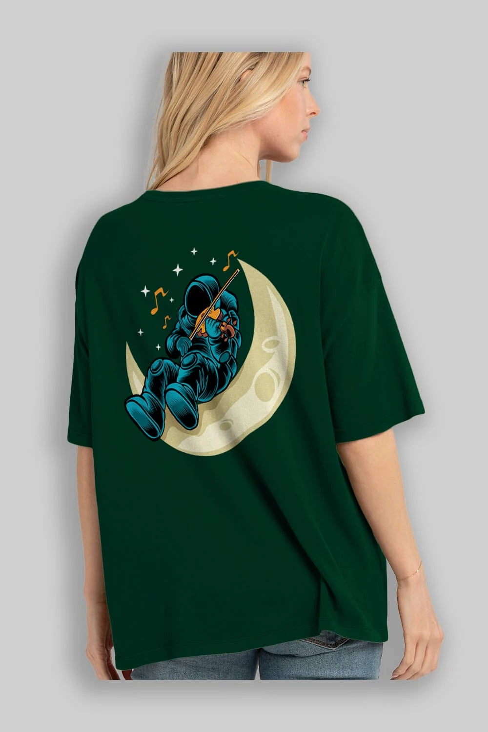 Playing Vionist in Space Arka Baskılı Oversize t-shirt Erkek Kadın Unisex