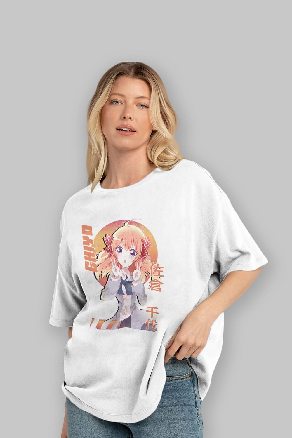 Chiyo Sakura 5 Anime Ön Baskılı Oversize t-shirt %100 pamuk Erkek Kadın Unisex