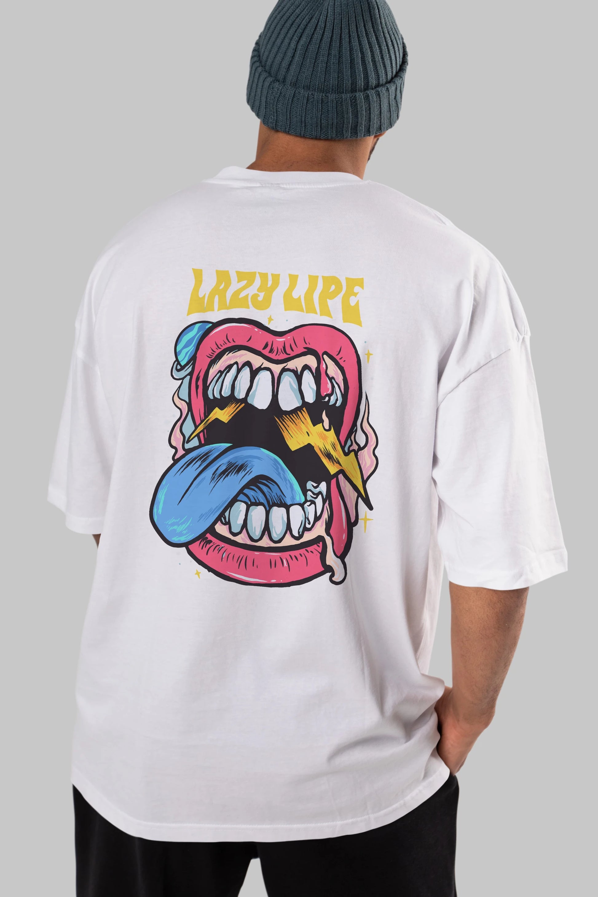 Lazy Lipe Arka Baskılı Oversize t-shirt Erkek Kadın Unisex