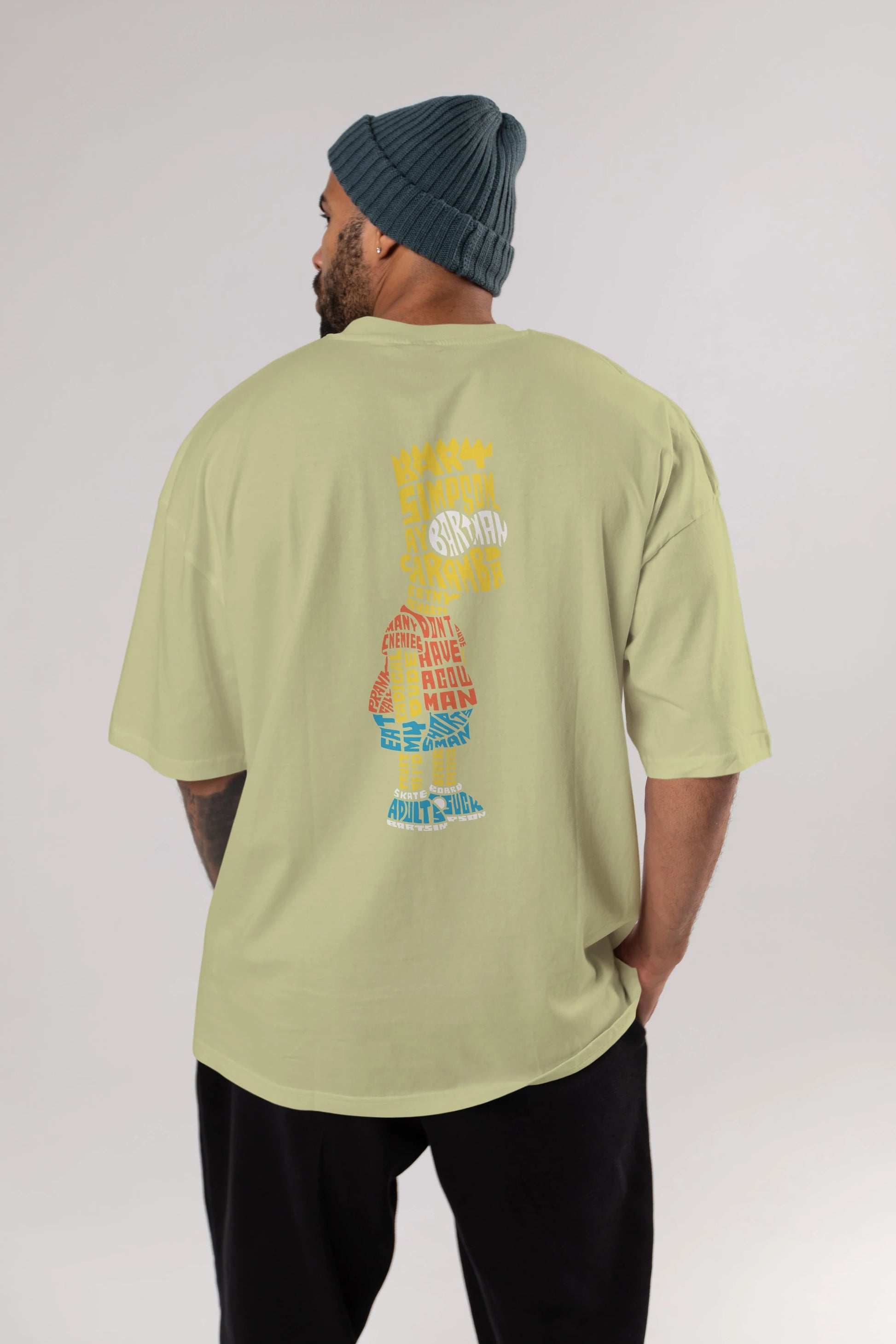 Bart Simpson Arka Baskılı Oversize t-shirt %100 pamuk Erkek Kadın Unisex