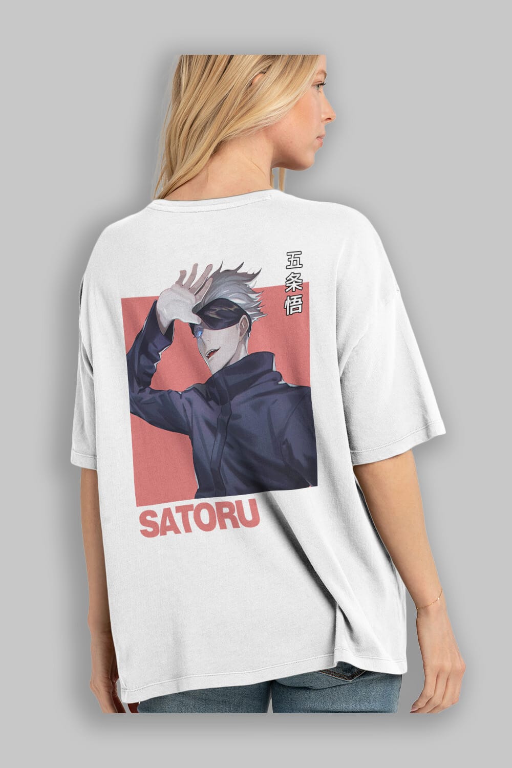 SATORU GOJO 2 Anime Arka Baskılı Oversize t-shirt Erkek Kadın Unisex