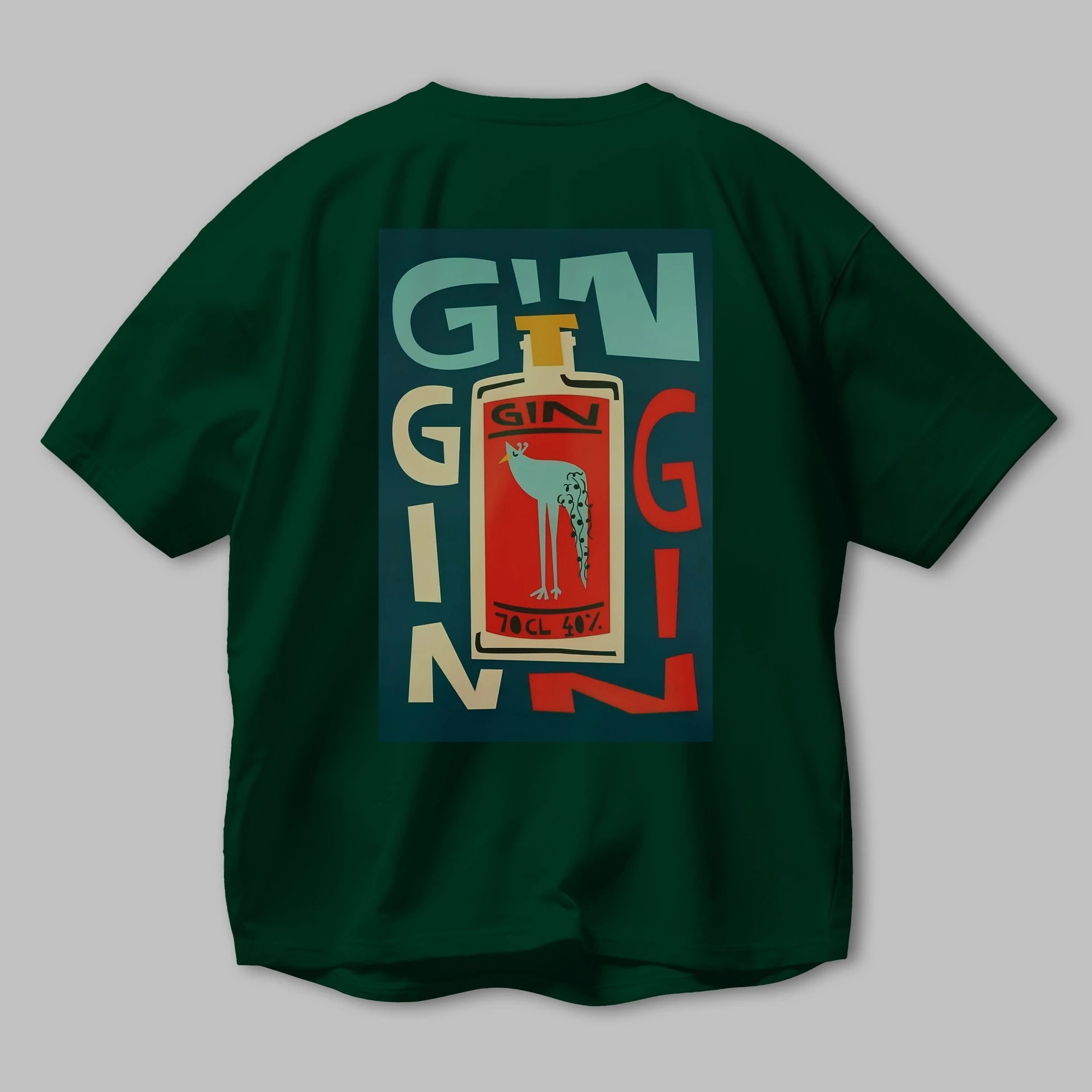 Gin 2 Arka Baskılı Oversize t-shirt Erkek Kadın Unisex %100 Pamuk Bisiklet Yaka tişort
