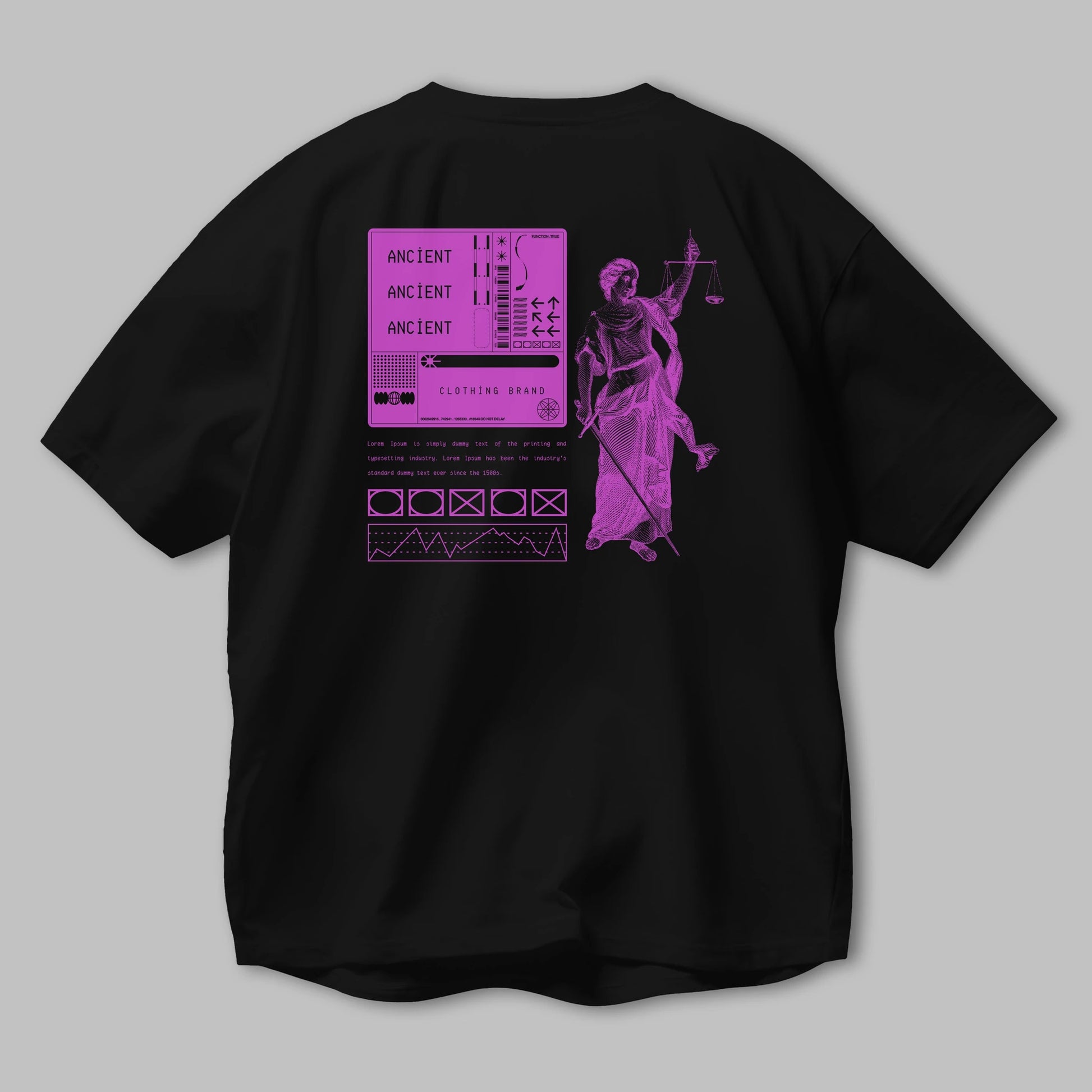 Ancient Streetwear Arka Baskılı Oversize t-shirt Erkek Kadın Unisex