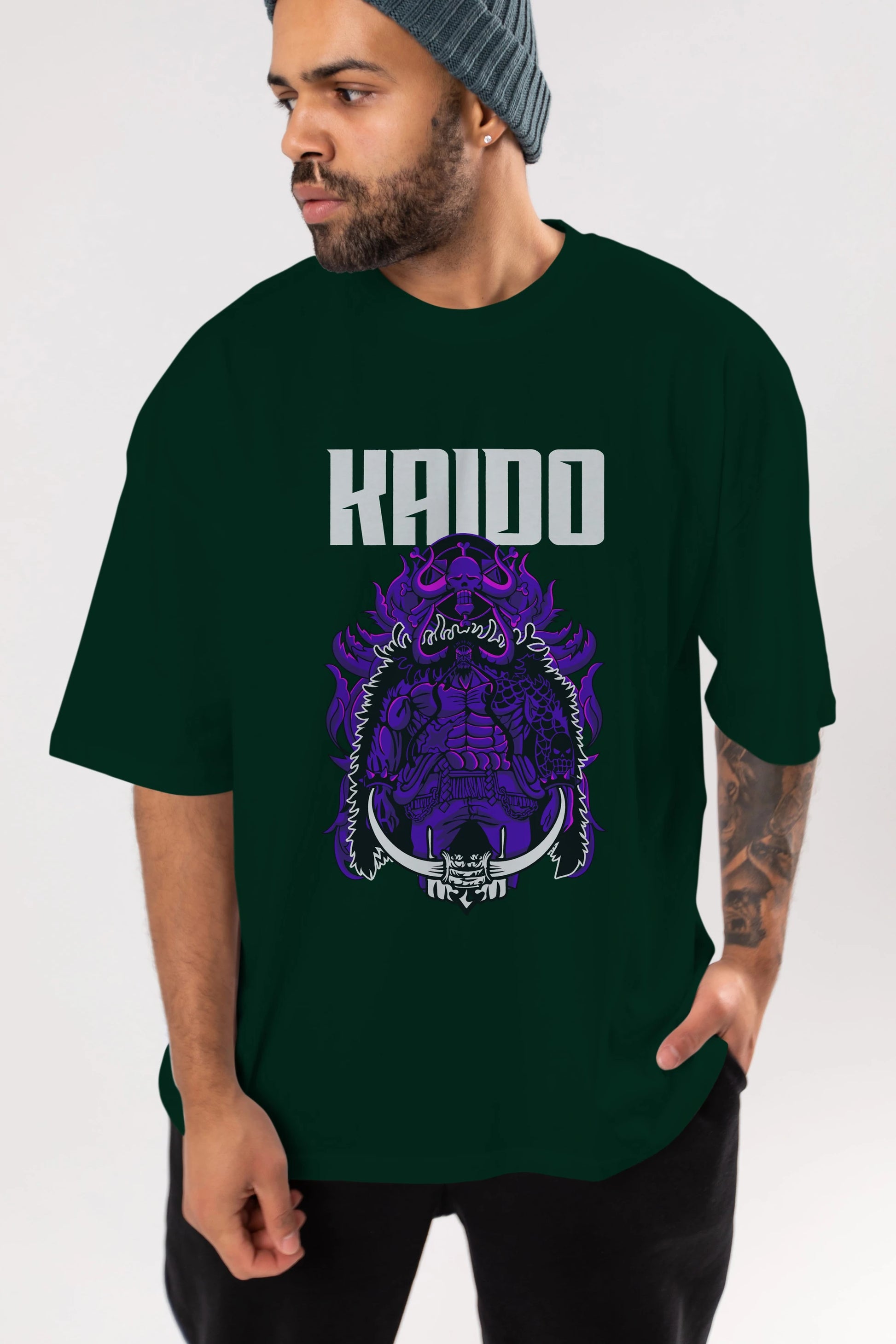 Kaido Anime Ön Baskılı Oversize t-shirt Erkek Kadın Unisex