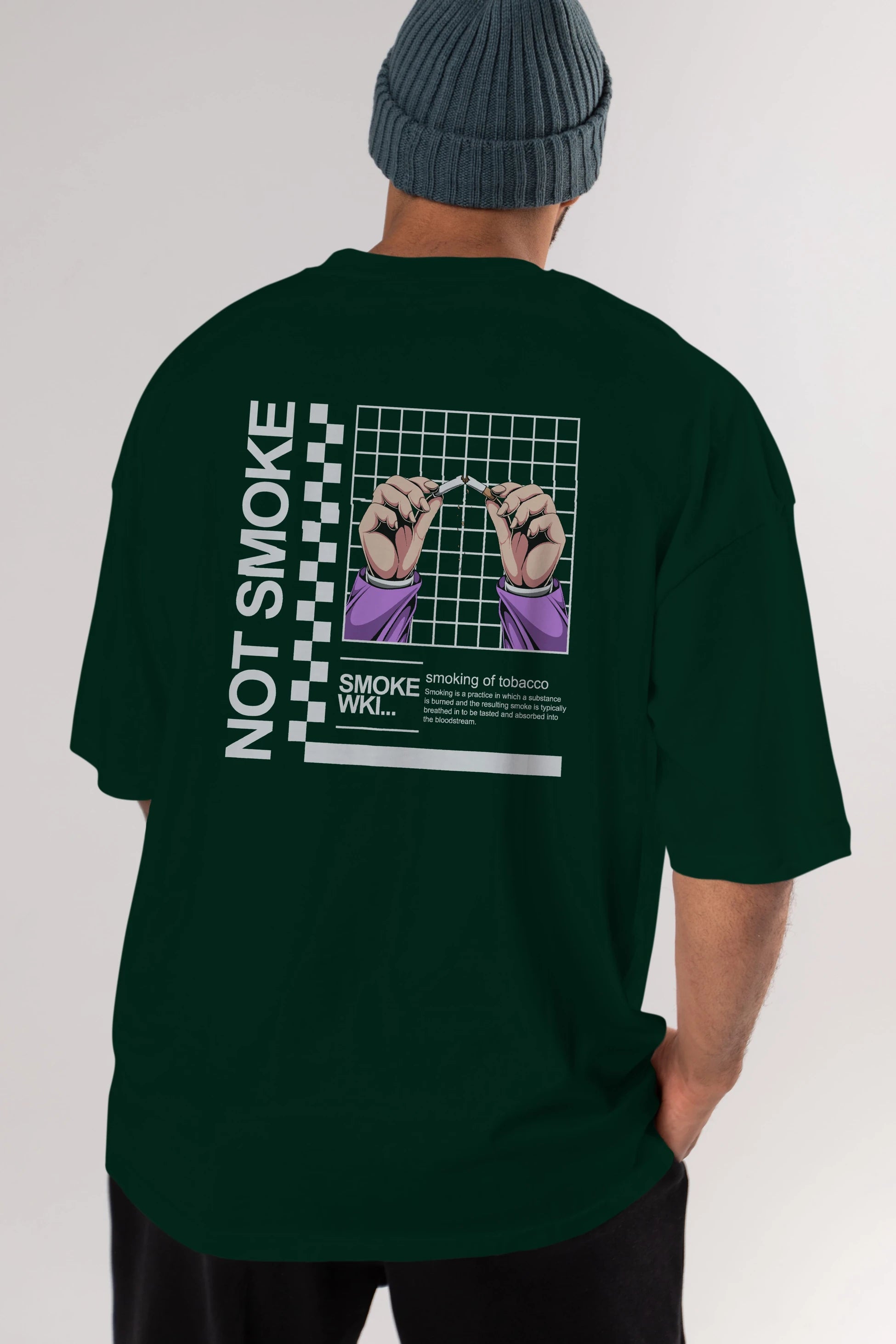 Not Smoke Arka Baskılı Oversize t-shirt Erkek Kadın Unisex