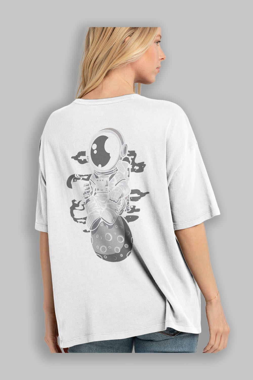 Astronaut Coffee Arka Baskılı Oversize t-shirt Erkek Kadın Unisex