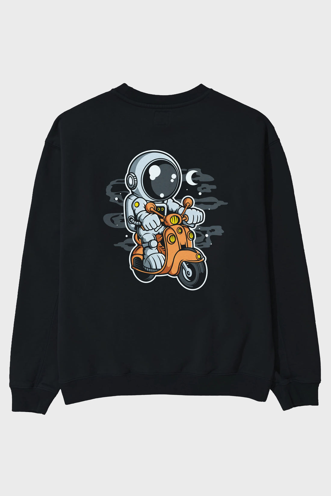 Astronaut Scooter Arka Baskılı Oversize Sweatshirt Erkek Kadın Unisex