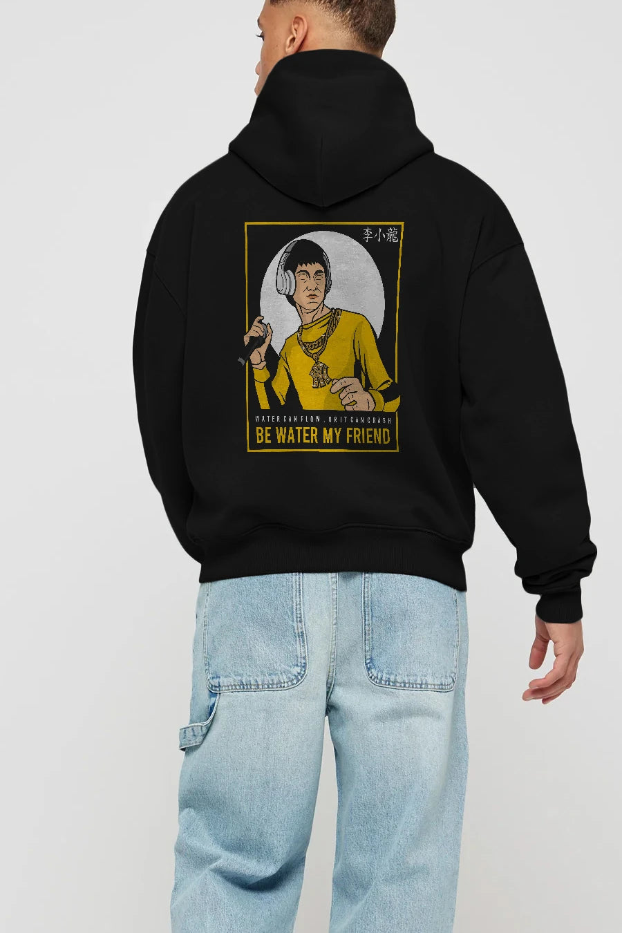 Bruce Lee Rapper Arka Baskılı Hoodie Oversize Kapüşonlu Sweatshirt Erkek Kadın Unisex