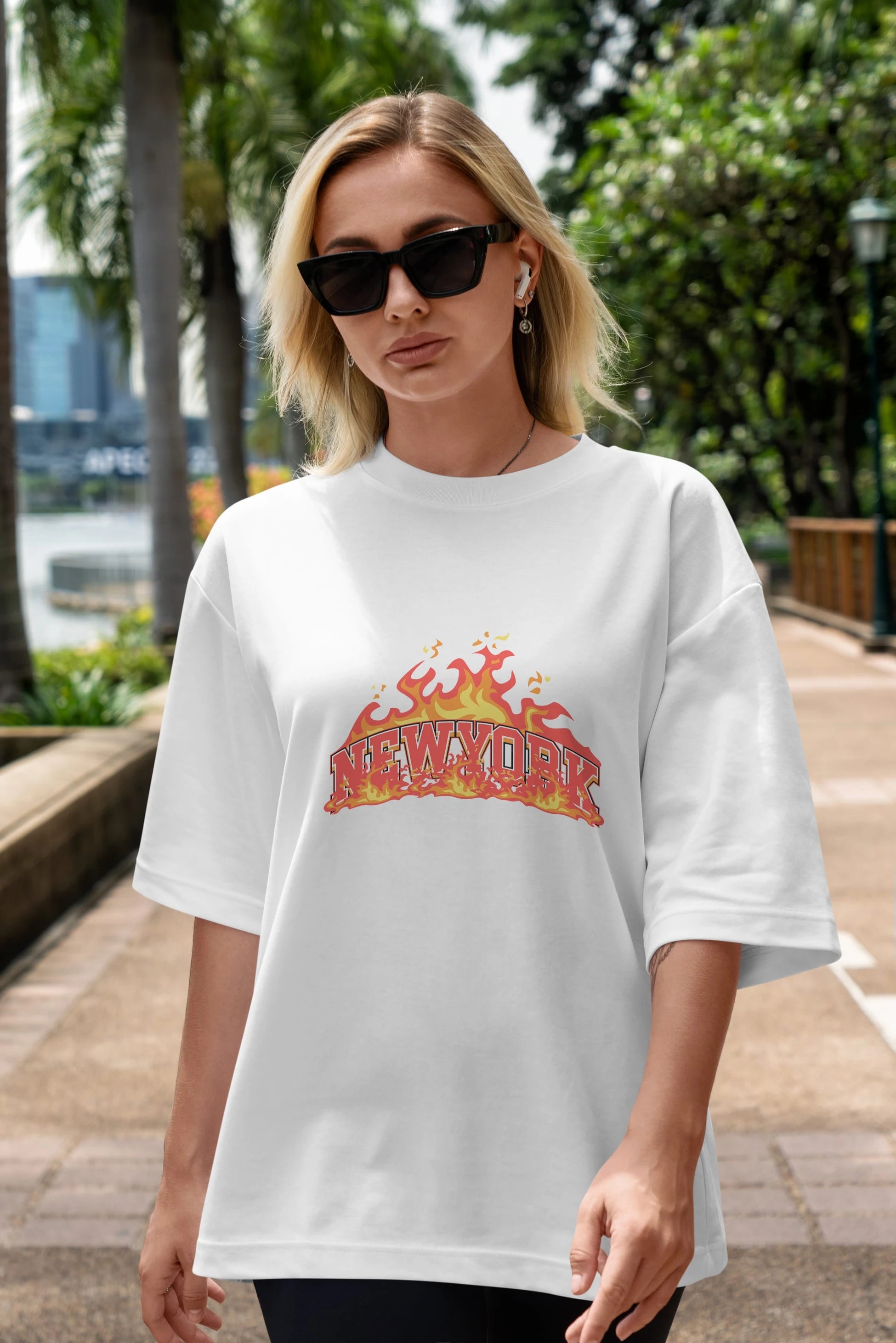 Newyork Style Ön Baskılı Oversize t-shirt Erkek Kadın Unisex