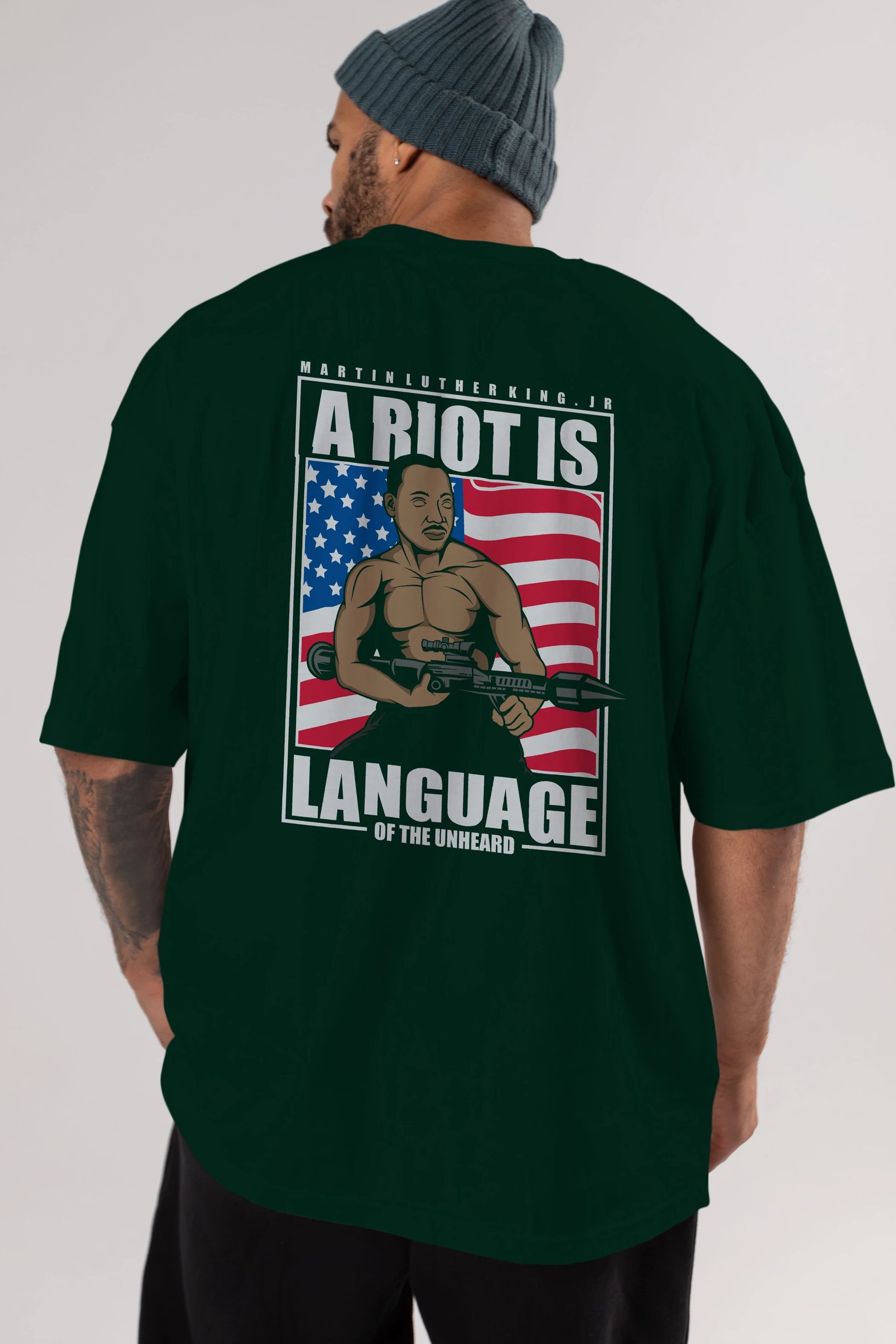 Luther King Jr Rambo Arka Baskılı Oversize t-shirt Erkek Kadın Unisex %100 Pamuk tişort