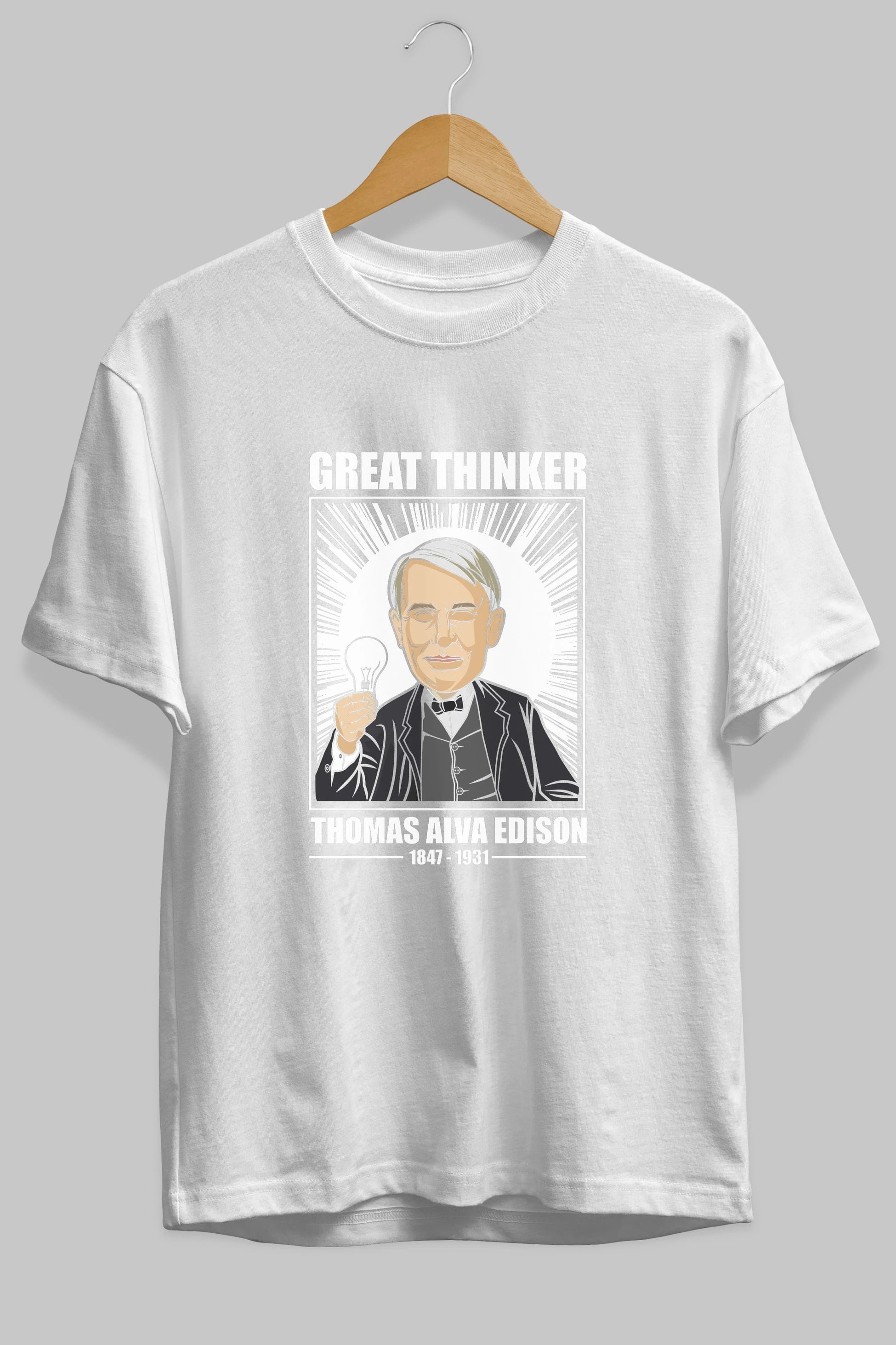 Thomas Alfa Edison Ön Baskılı Oversize t-shirt Erkek Kadın Unisex %100 Pamuk tişort