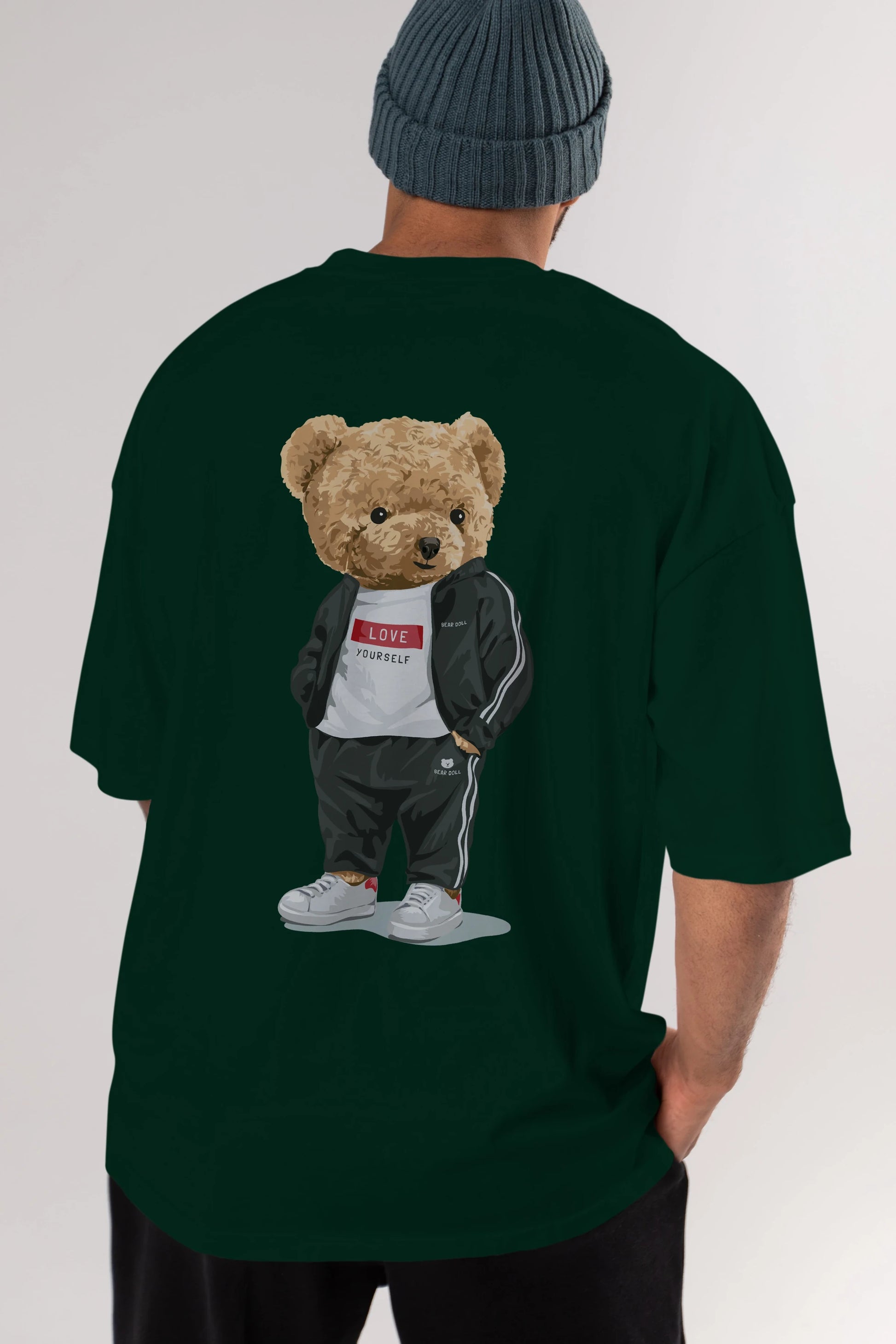 Teddy Bear Love Yourself Arka Baskılı Oversize t-shirt Erkek Kadın Unisex %100 Pamuk