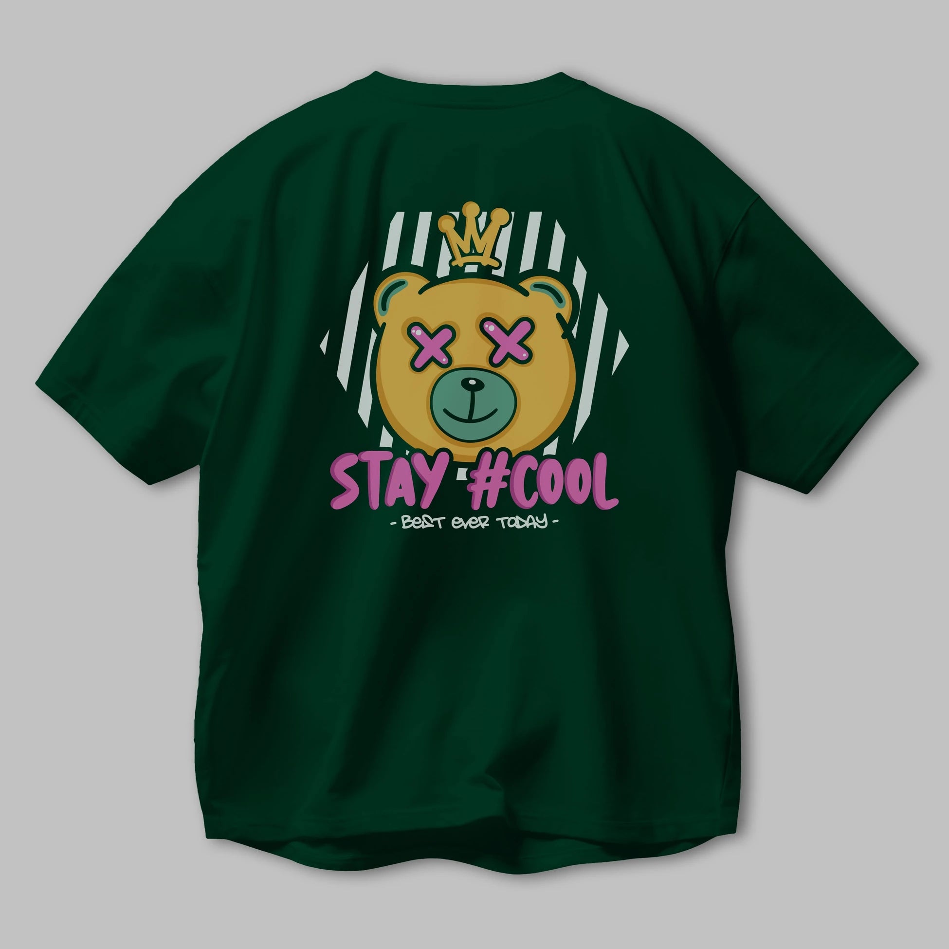 Stay Cool Bear Arka Baskılı Oversize t-shirt Erkek Kadın Unisex