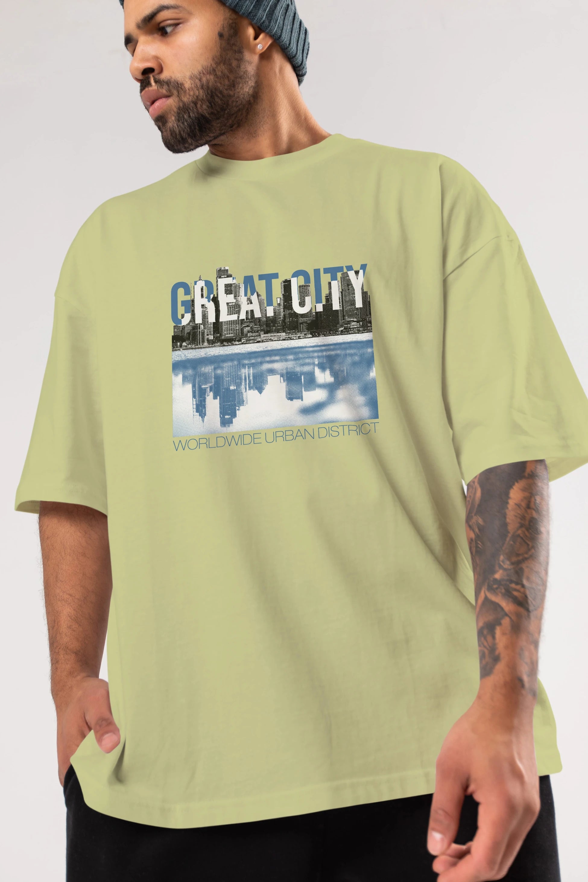 Great City Ön Baskılı Oversize t-shirt Erkek Kadın Unisex