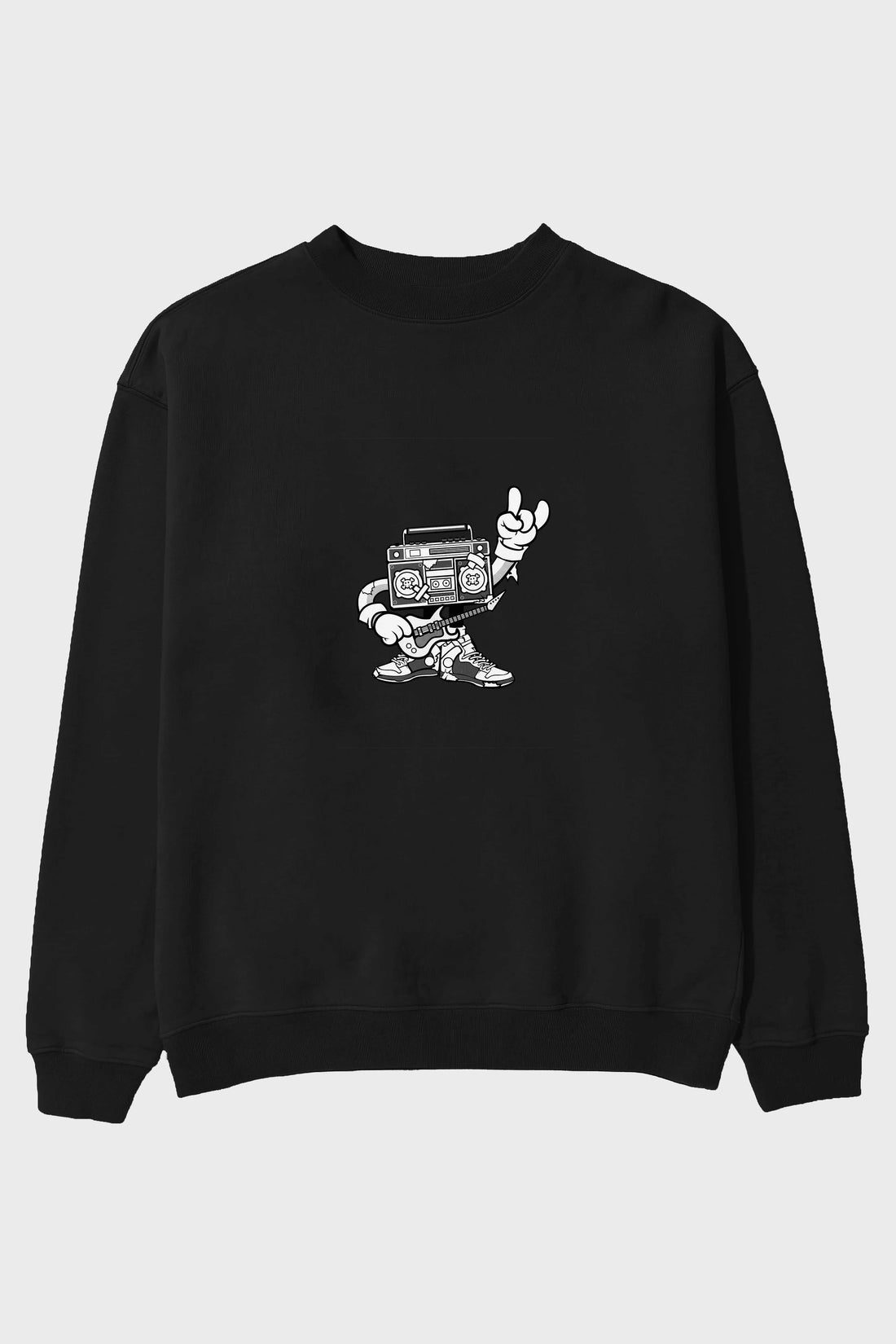 Boombox Rockstar Ön Baskılı Oversize Sweatshirt Erkek Kadın Unisex