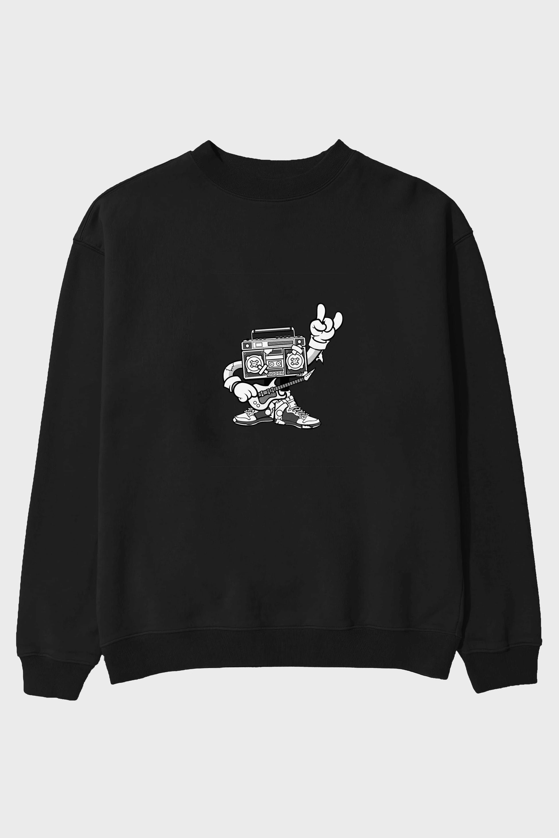 Boombox Rockstar Ön Baskılı Oversize Sweatshirt Erkek Kadın Unisex