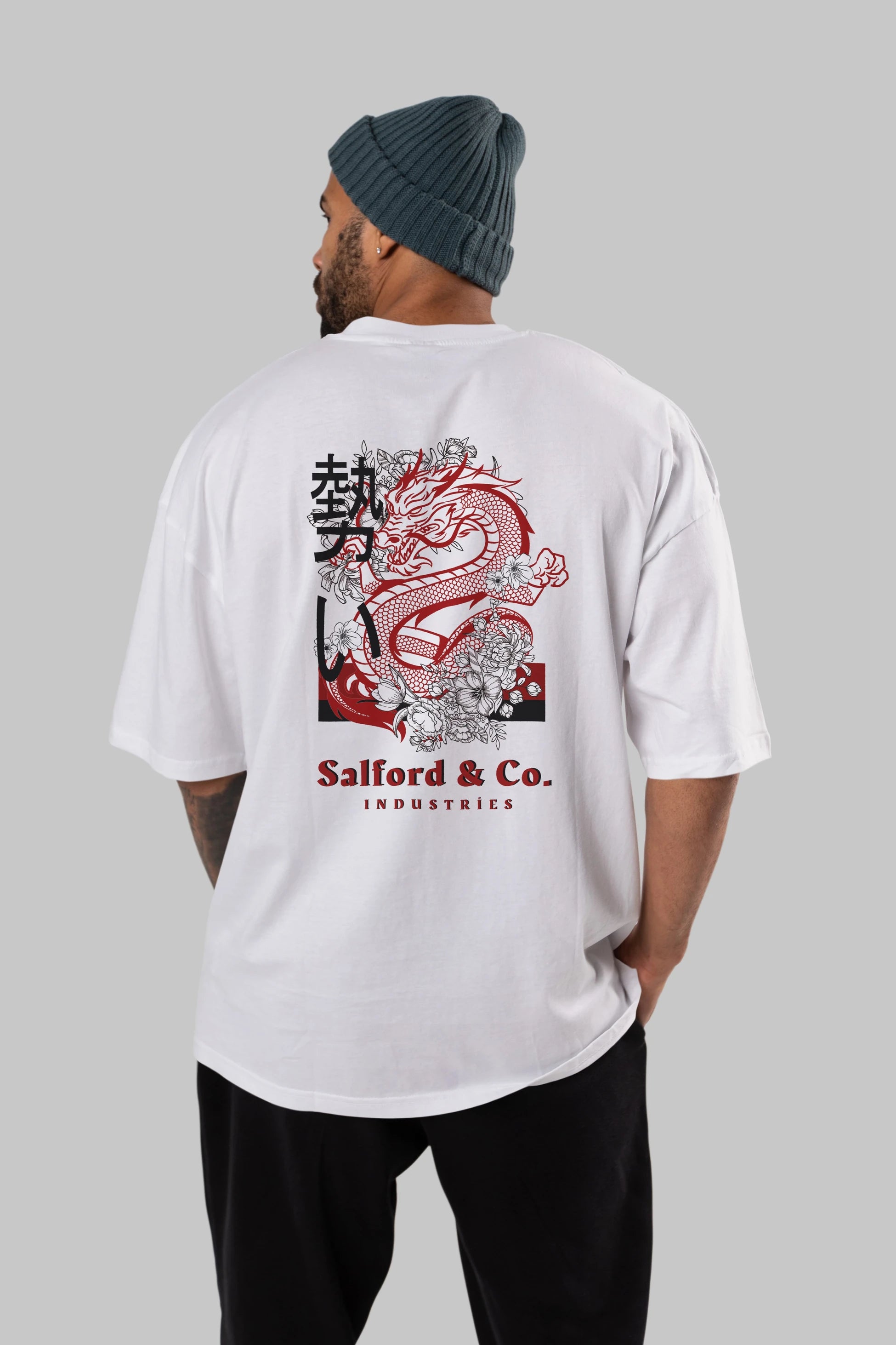 Dragon Arka Baskılı Oversize t-shirt Erkek Kadın Unisex