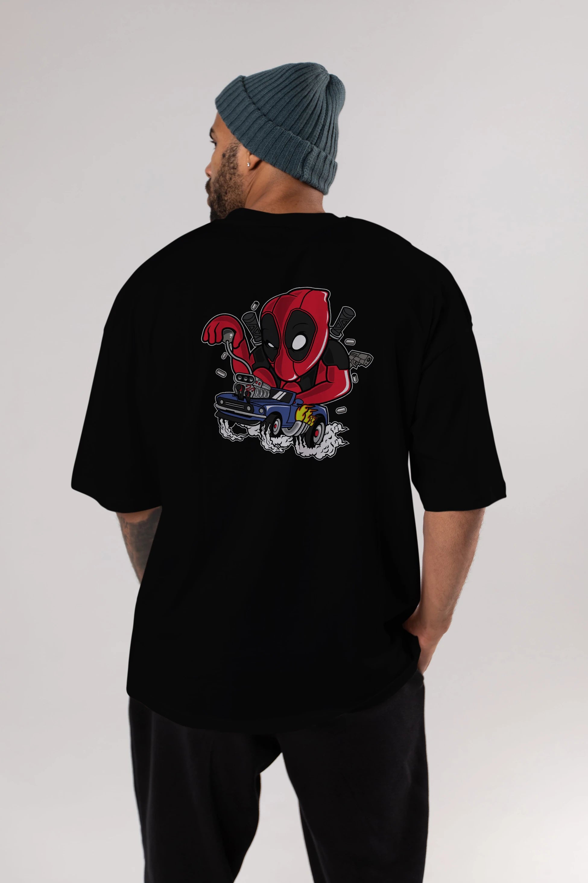 Deadpool (21) Arka Baskılı Oversize t-shirt Erkek Kadın Unisex %100 Pamuk Bisiklet Yaka tişort