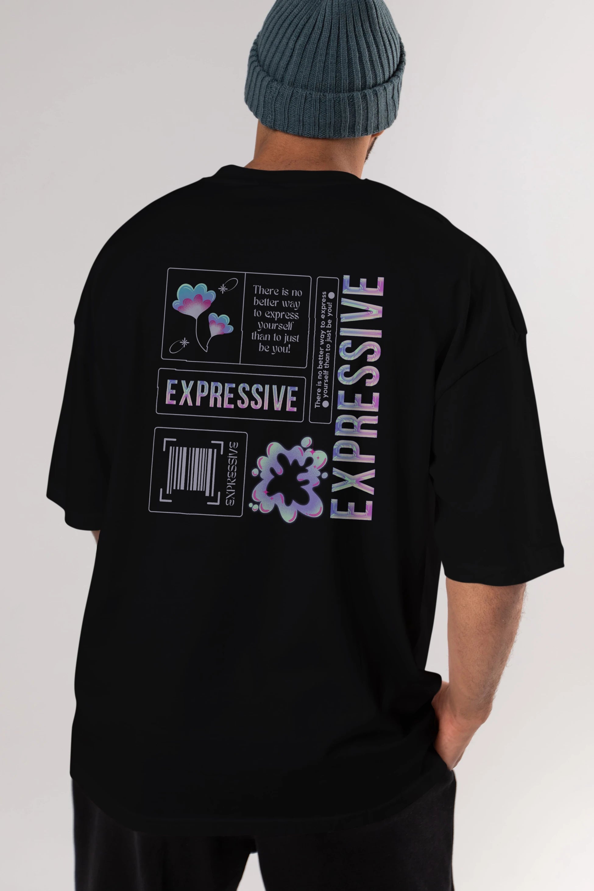 Expressive Streetwear Arka Baskılı Oversize t-shirt Erkek Kadın Unisex