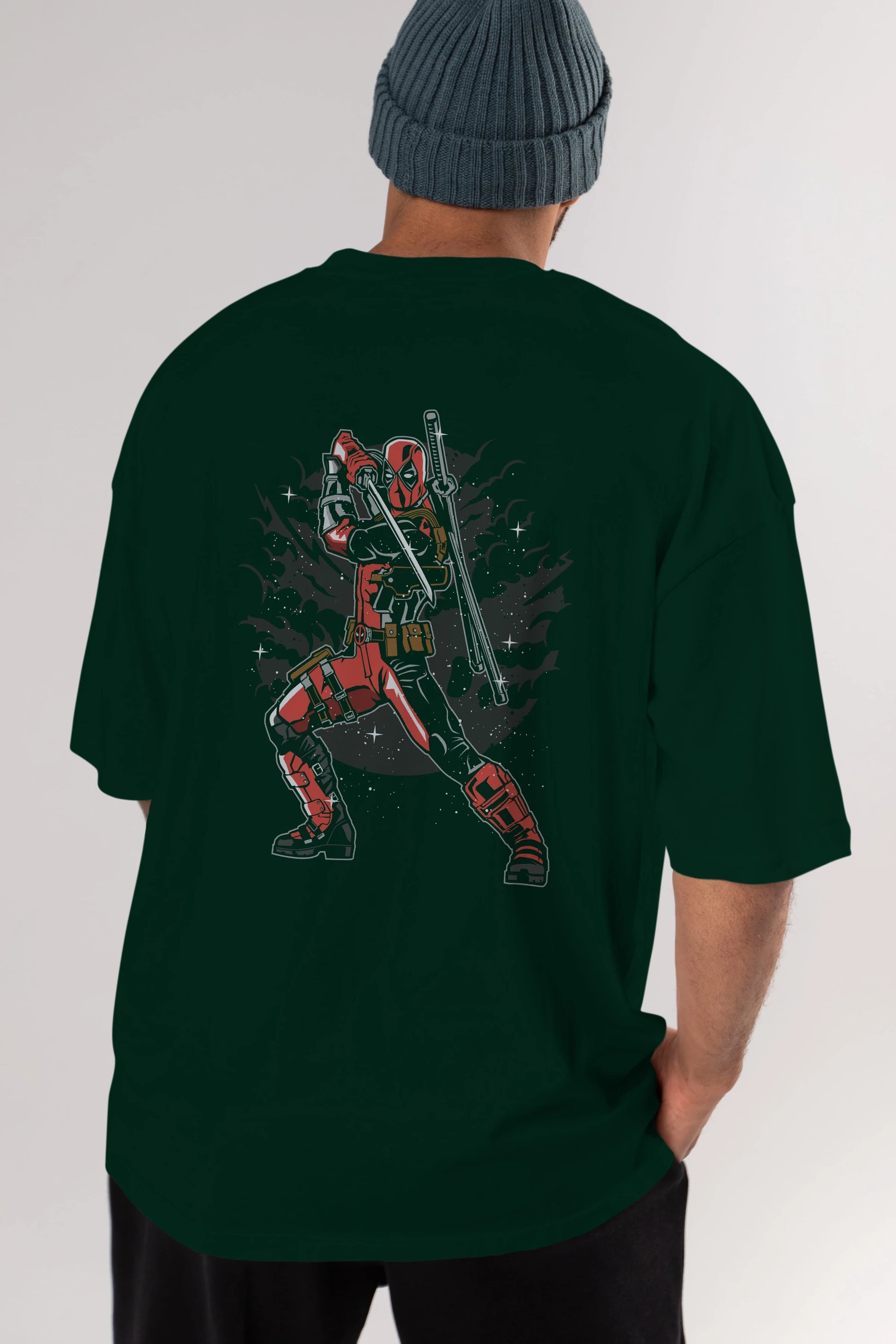Deadpool Arka Baskılı Oversize t-shirt Erkek Kadın Unisex %100 Pamuk