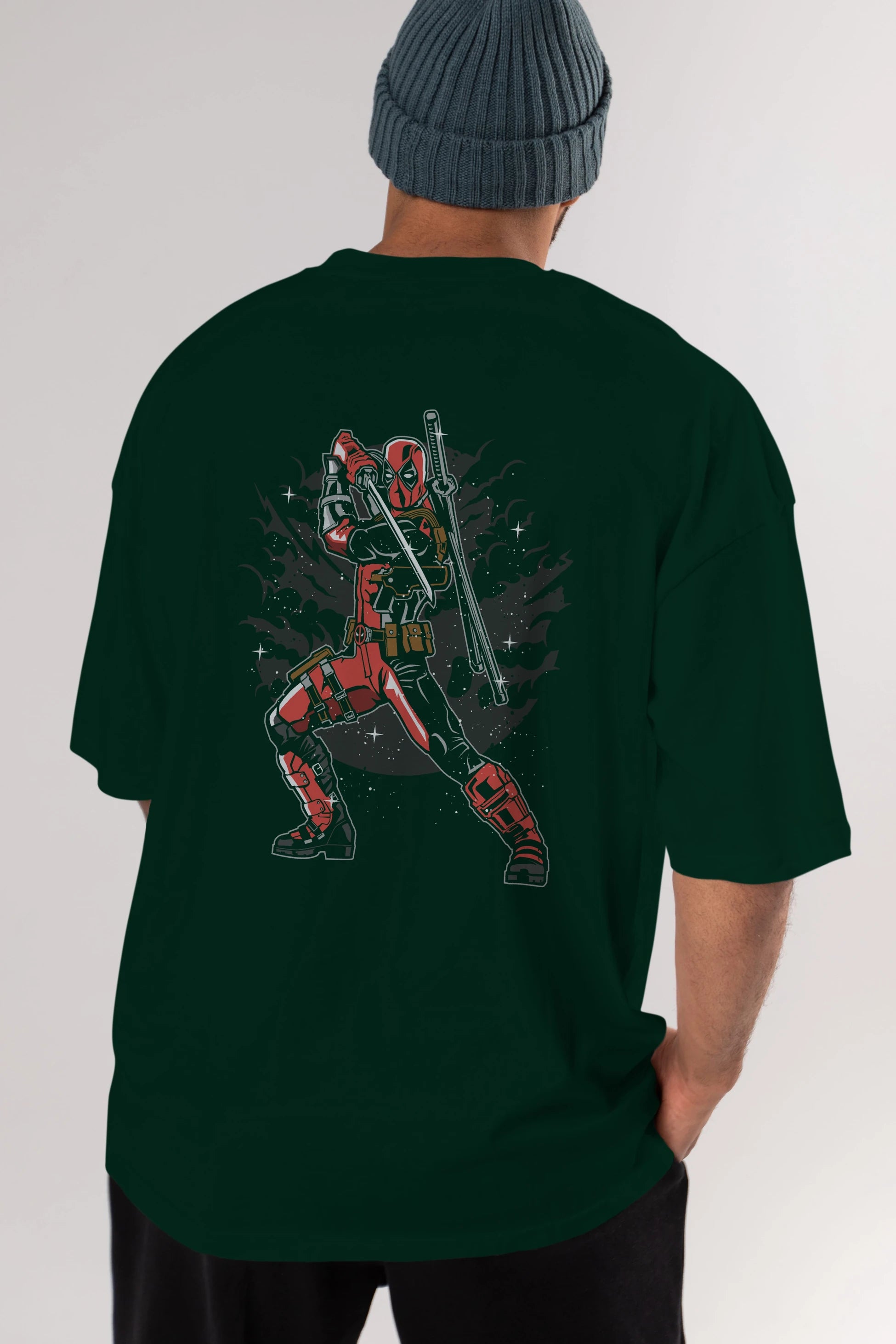 Deadpool Arka Baskılı Oversize t-shirt Erkek Kadın Unisex %100 Pamuk