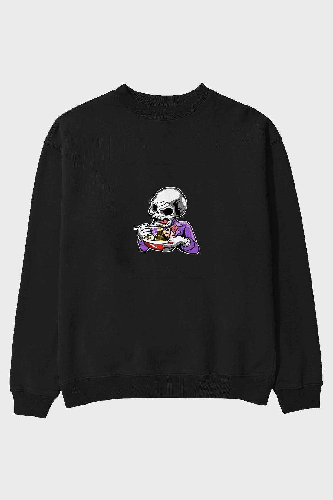 Skull Ramen Ön Baskılı Oversize Sweatshirt Erkek Kadın Unisex