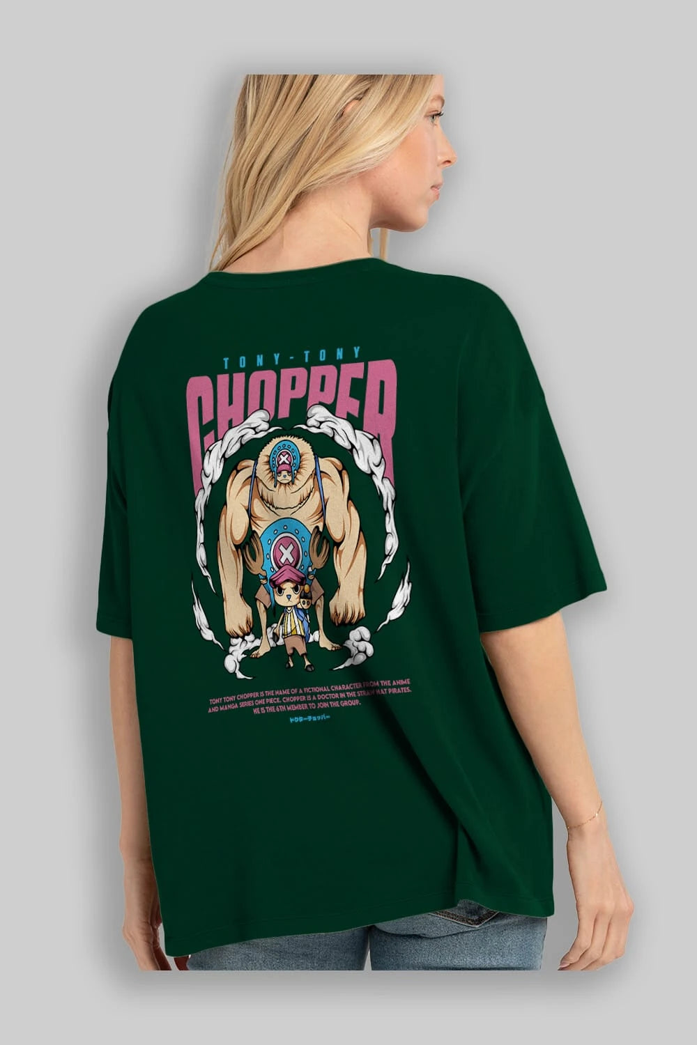 Tony Tony Chopper Anime Arka Baskılı Oversize t-shirt Erkek Kadın Unisex