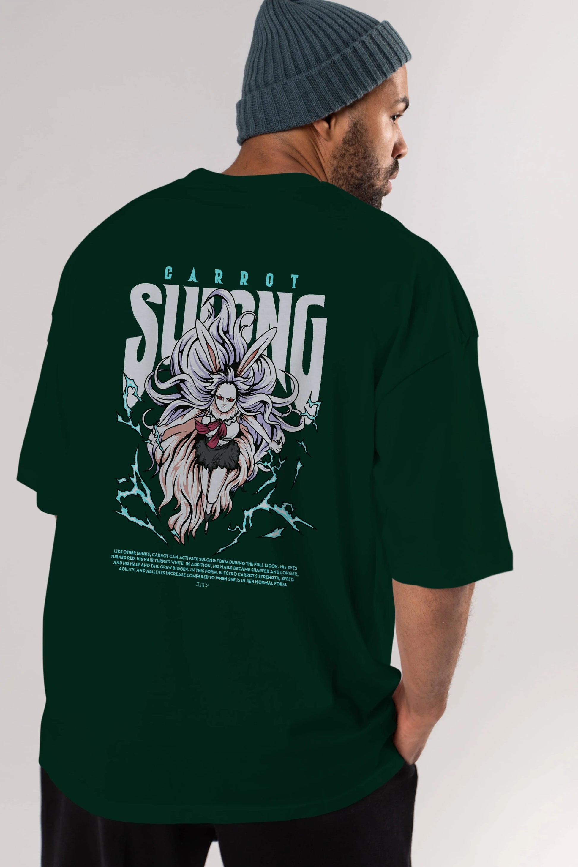 Carrot Sulong Anime Arka Baskılı Oversize t-shirt Erkek Kadın Unisex