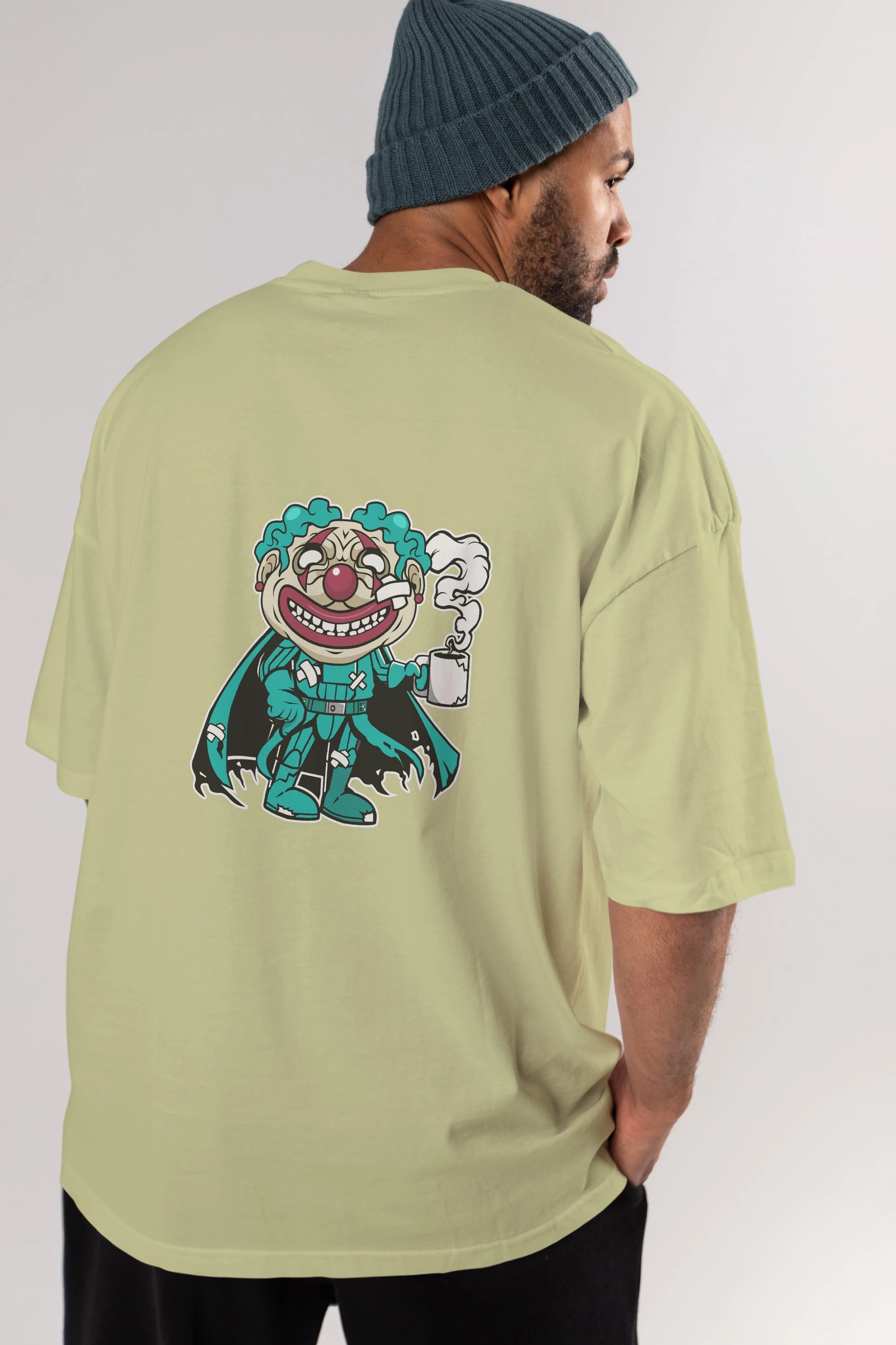 Super Clown Arka Baskılı Oversize t-shirt Erkek Kadın Unisex %100 Pamuk tişort