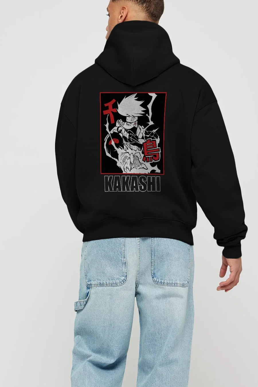 KAKASHI HATAKE NARUTO Anime Arka Baskılı Hoodie Oversize Kapüşonlu Sweatshirt Erkek Kadın Unisex
