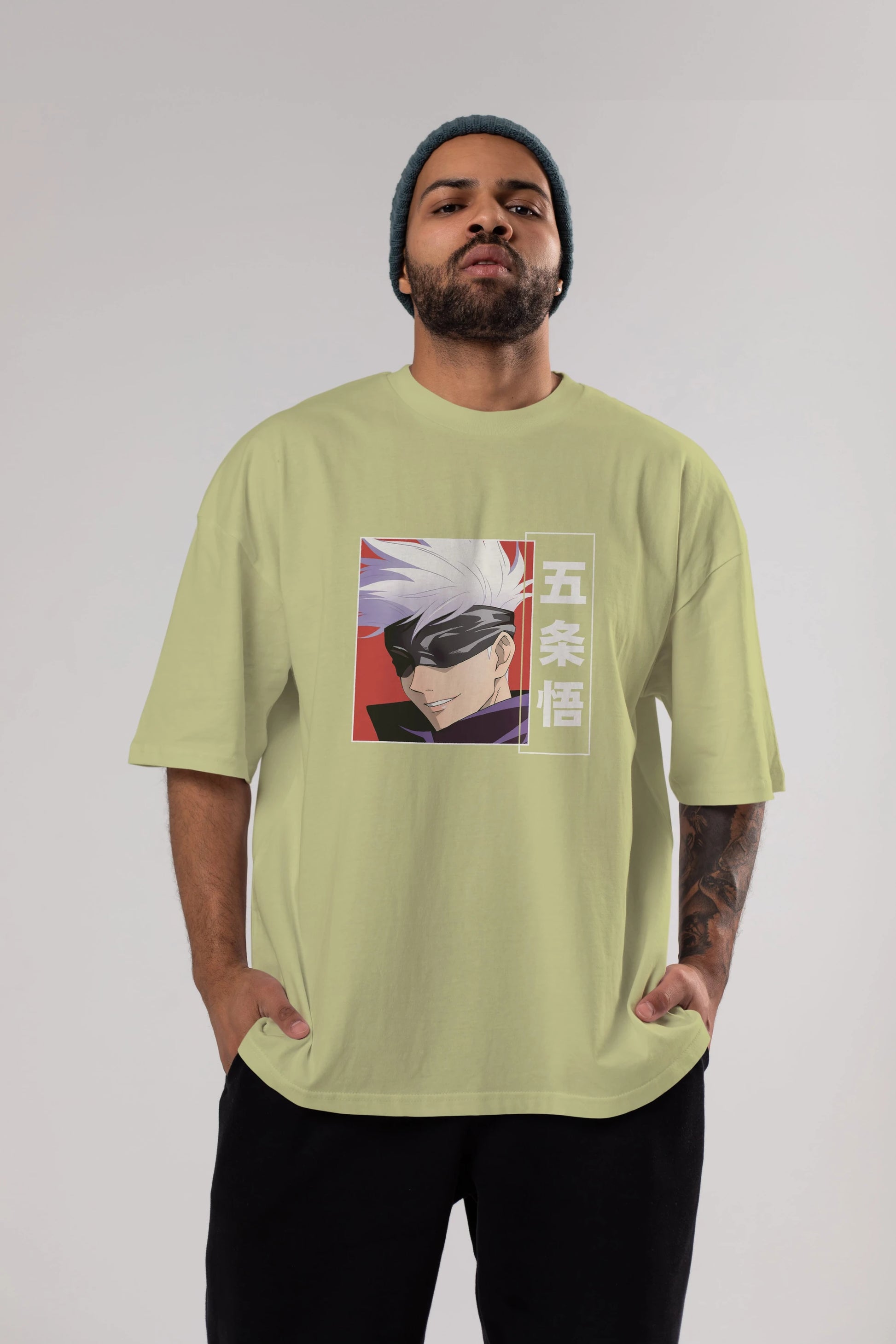 SATORU GOJO Anime Ön Baskılı Oversize t-shirt %100 pamuk Erkek Kadın Unisex